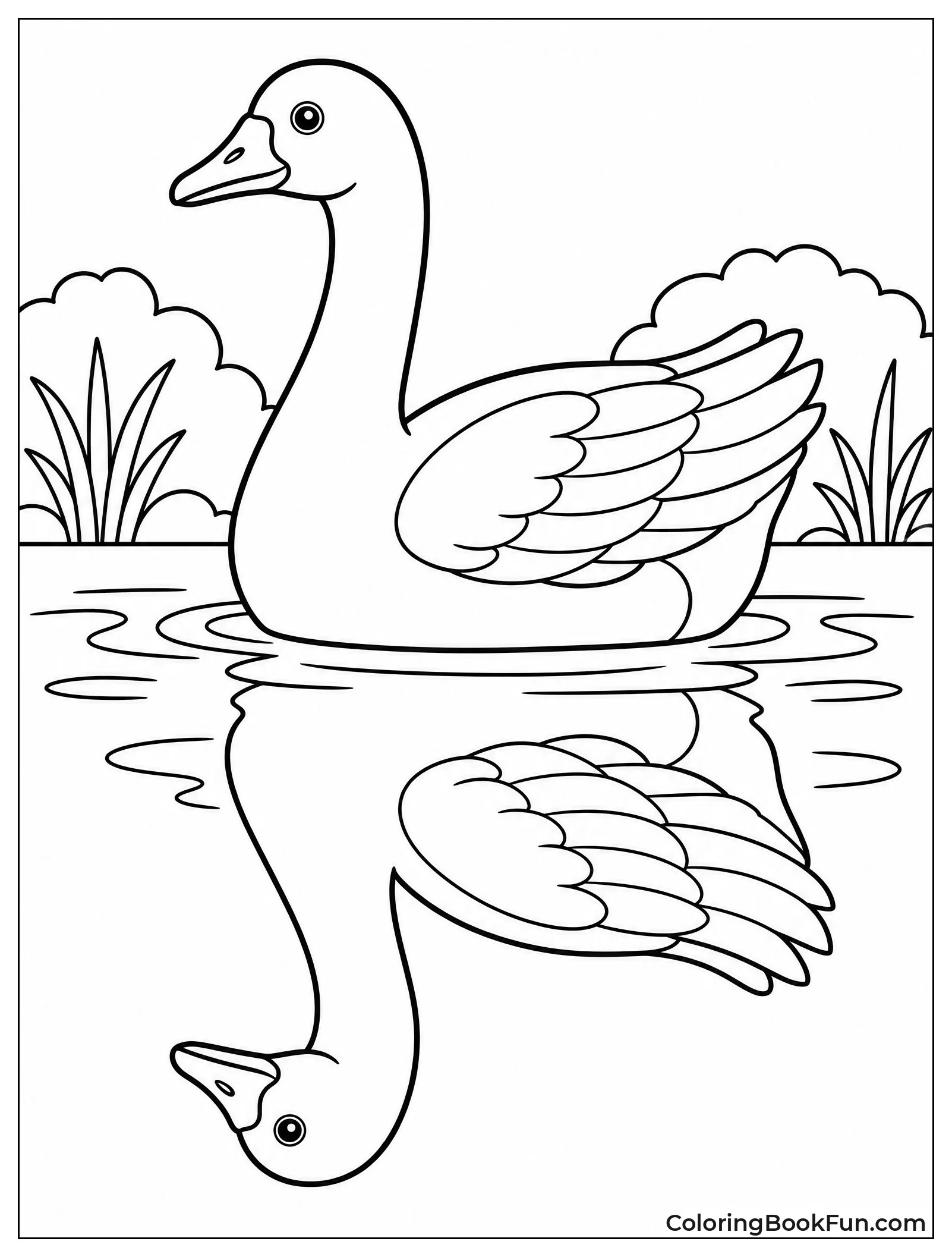 Goose with Mirror Reflection