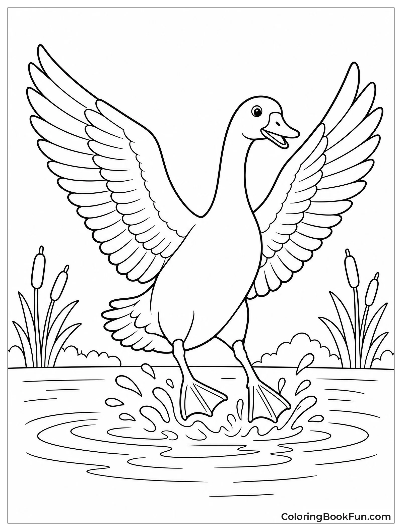 Goose Landing with Splash
