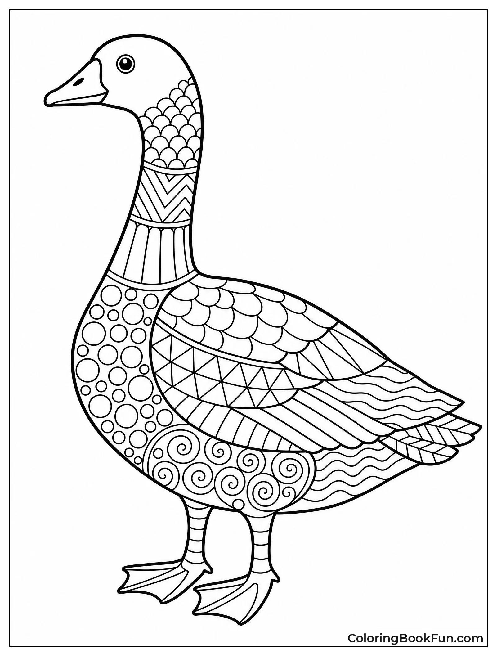 Goose with Zentangle Feathers