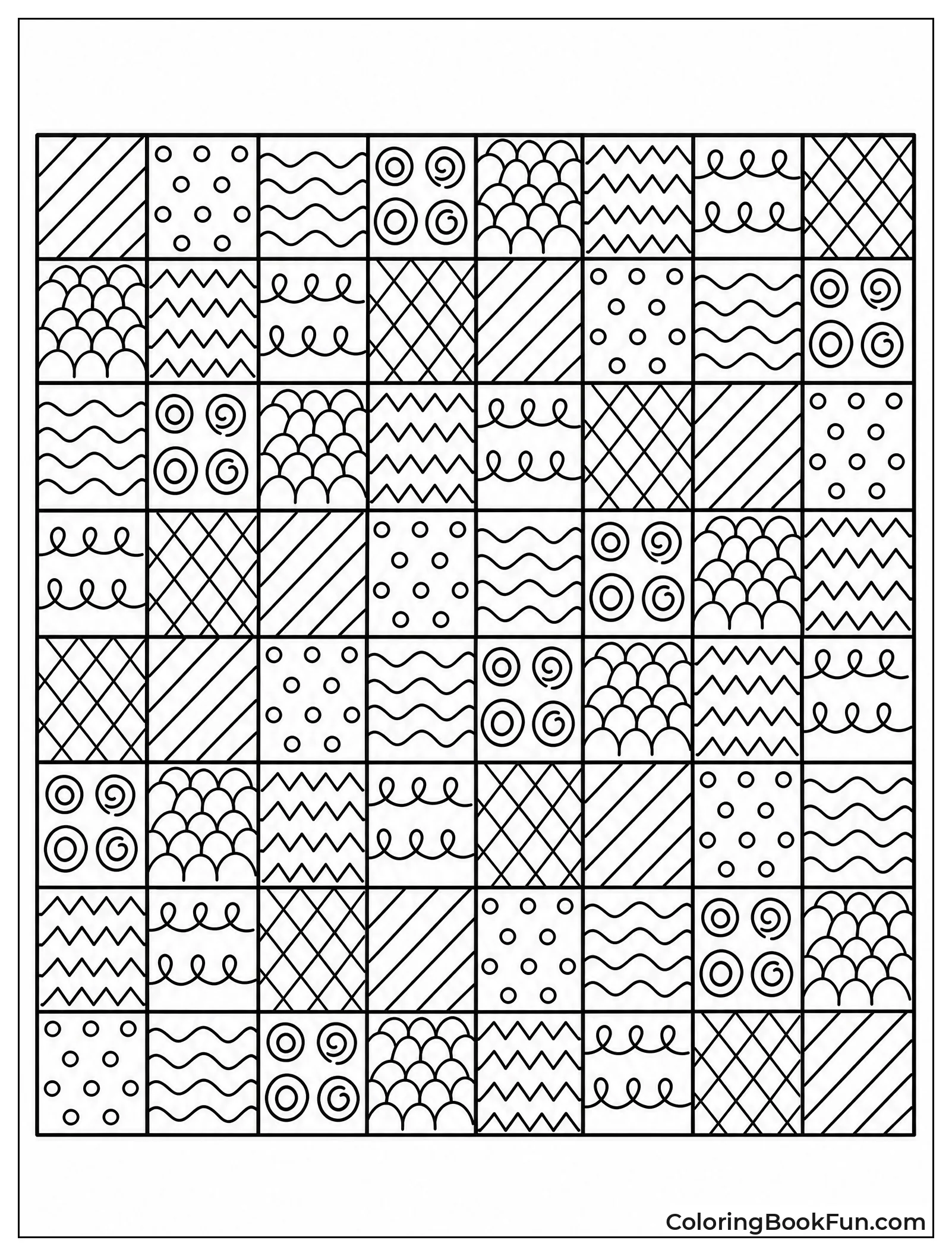 Checkerboard Grid with Fun Tangled Squares