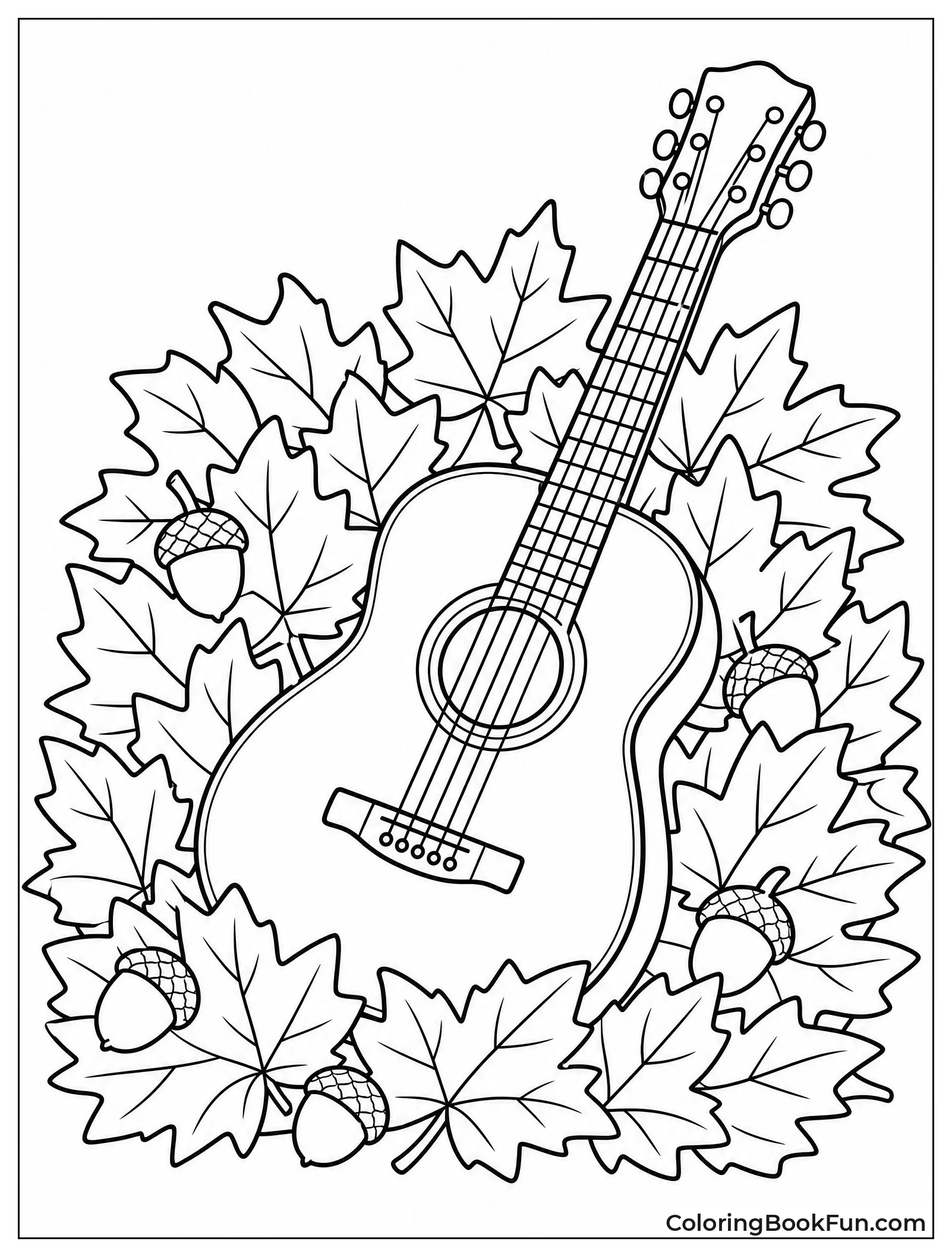 Guitar Sinks into Crunchy Leaves