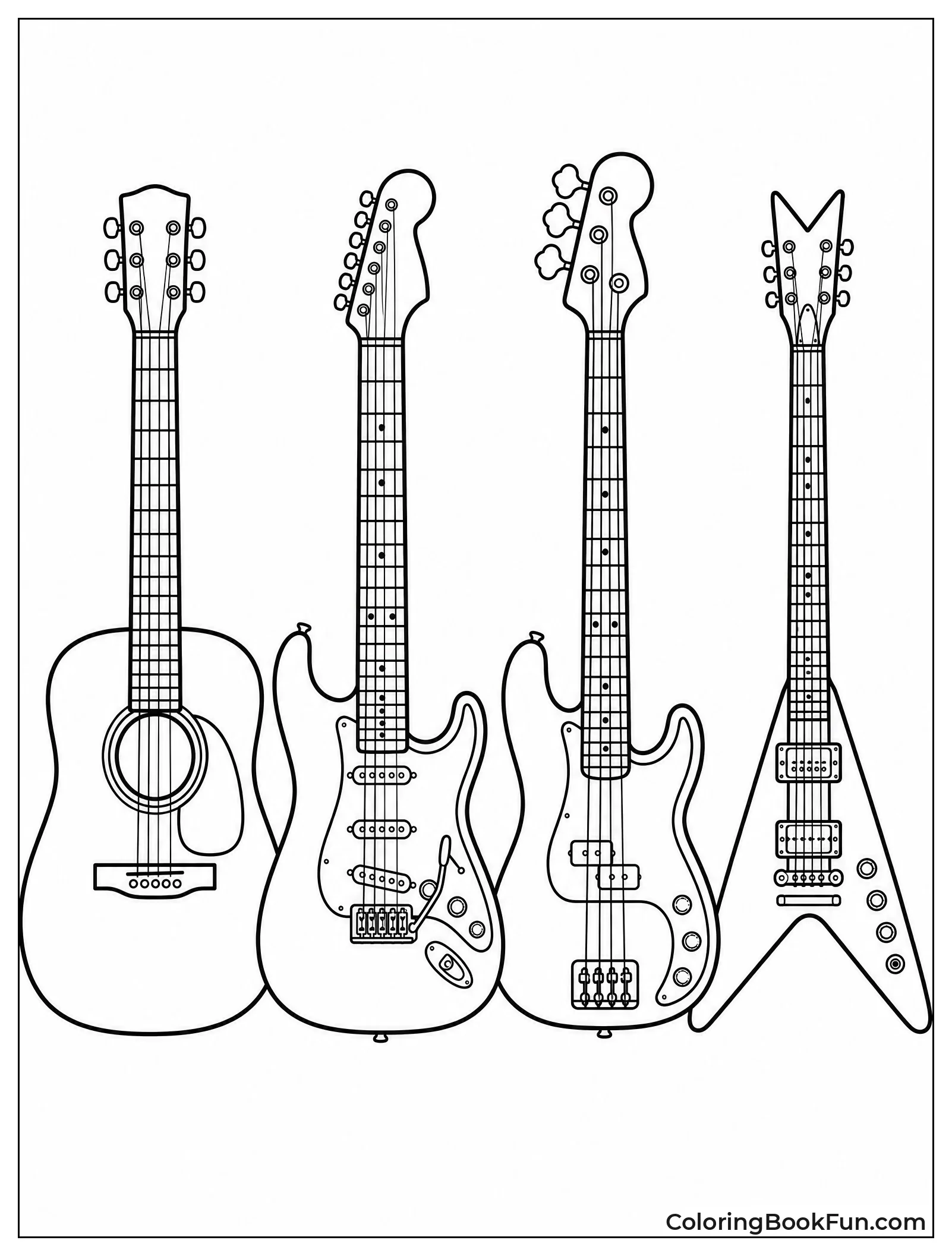 Row of Guitars Lines Up