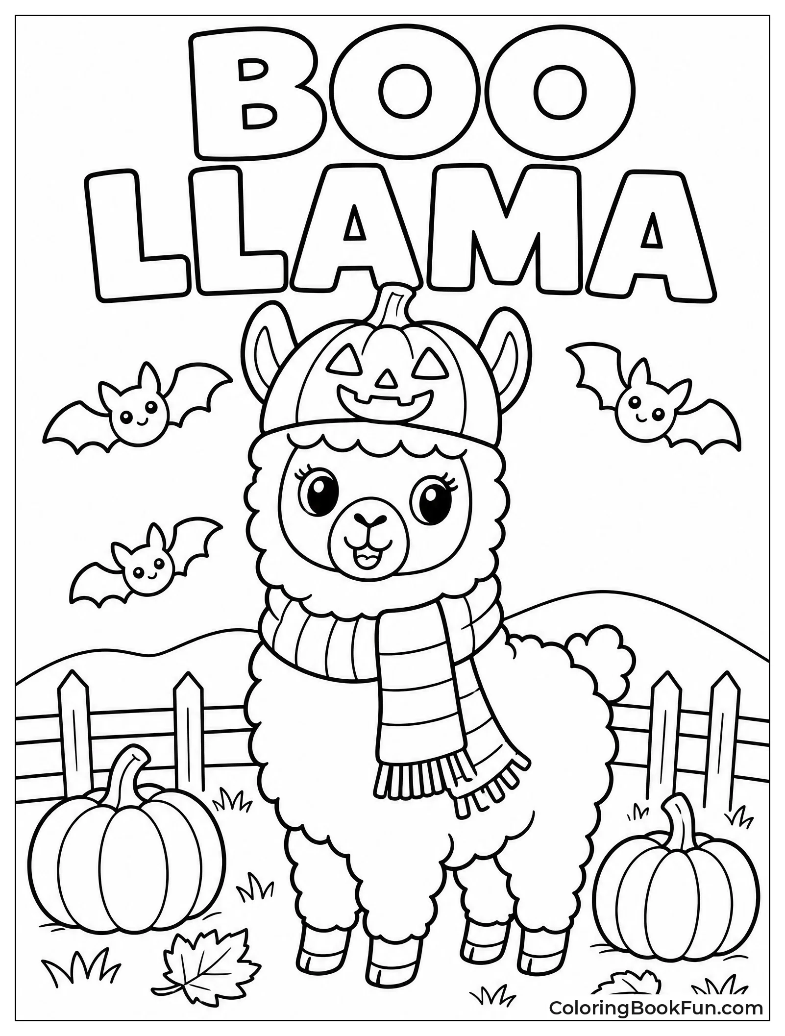 Llama Wearing Pumpkin for Halloween