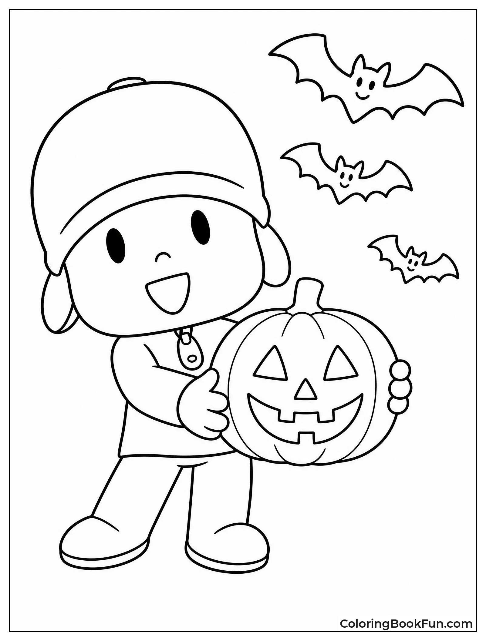 Pocoyo Holding Jack-o-Lantern in Costume