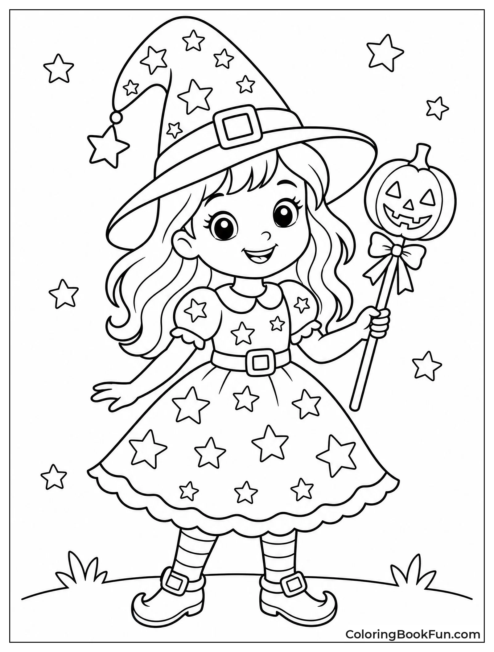Girl as Witch with Pumpkin
