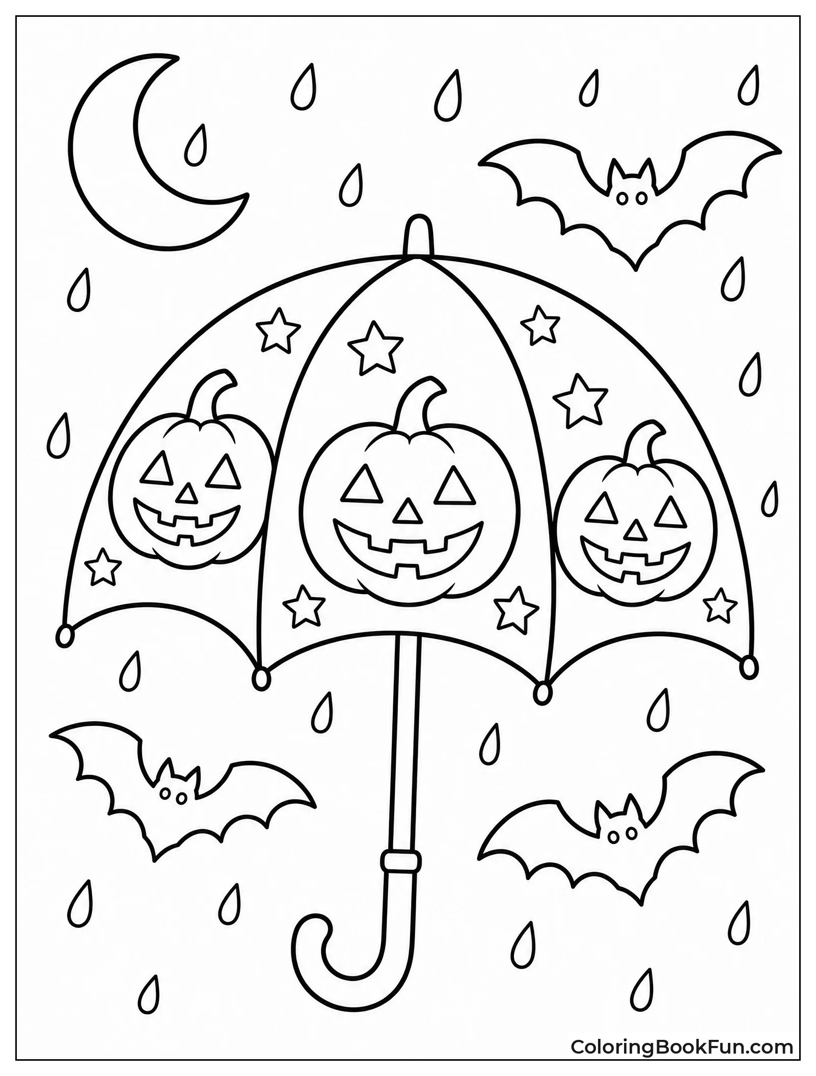 Umbrella with Pumpkins and Bats