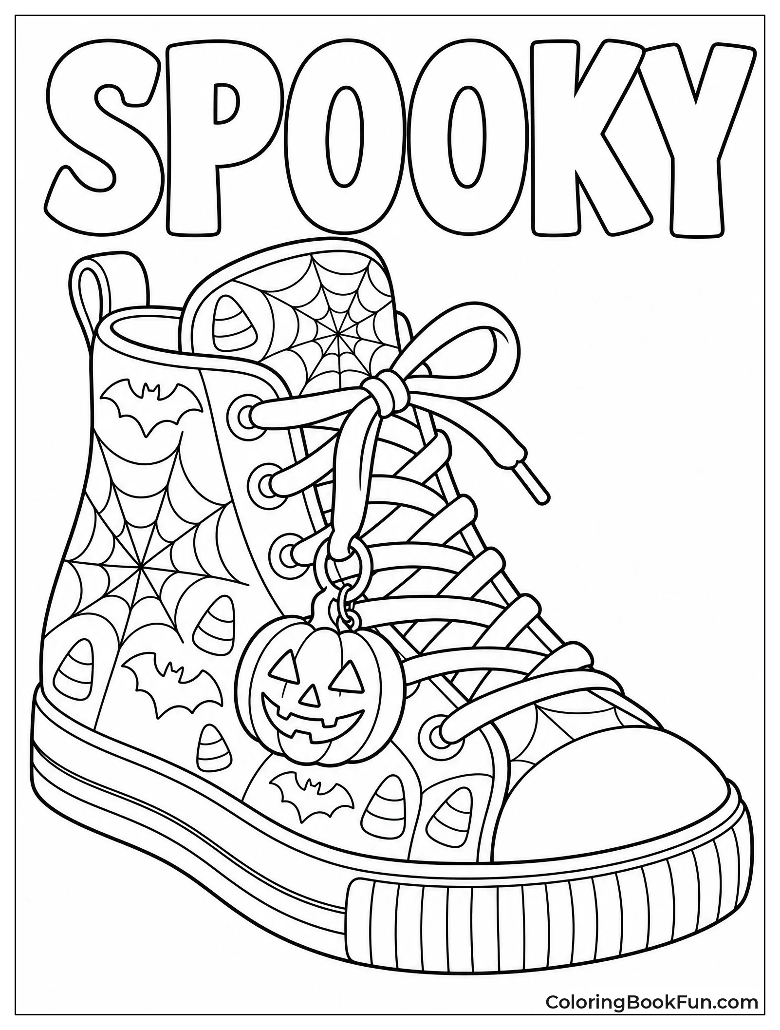Halloween Sneaker with Spider Webs and Bats