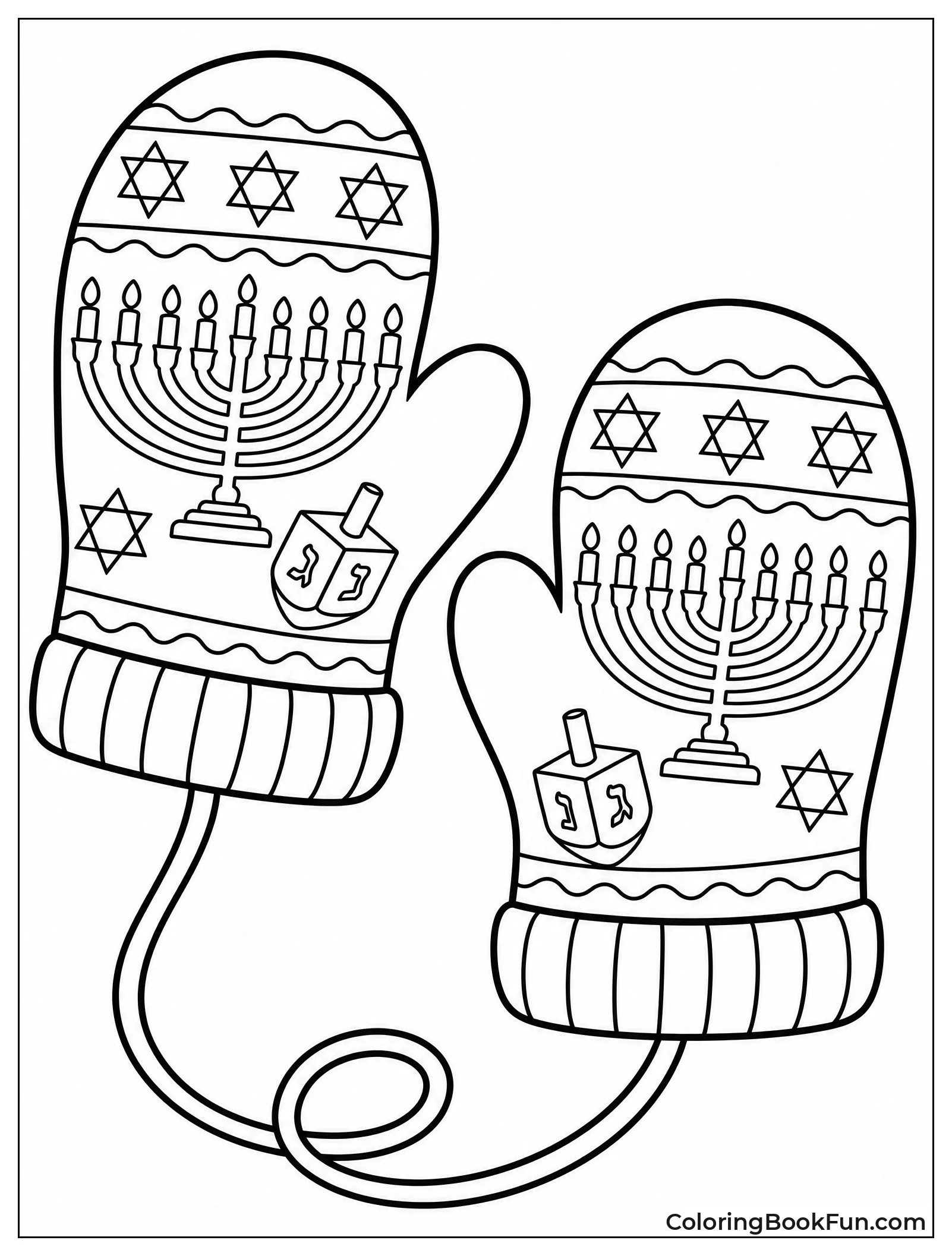 Mittens with Hanukkah Symbols and Stars