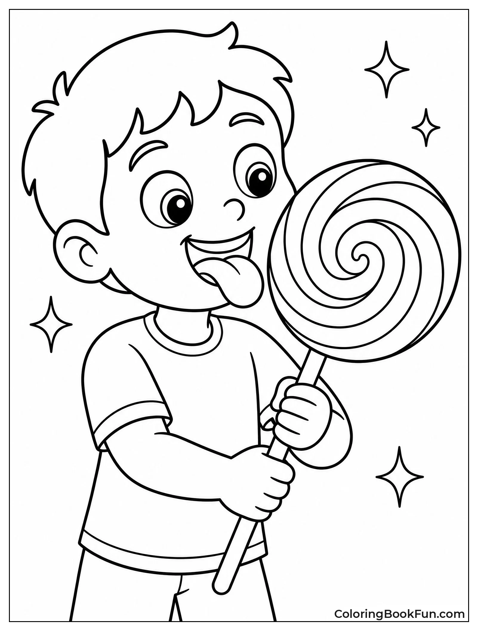 Kid Holding a Giant Rainbow Lollipop