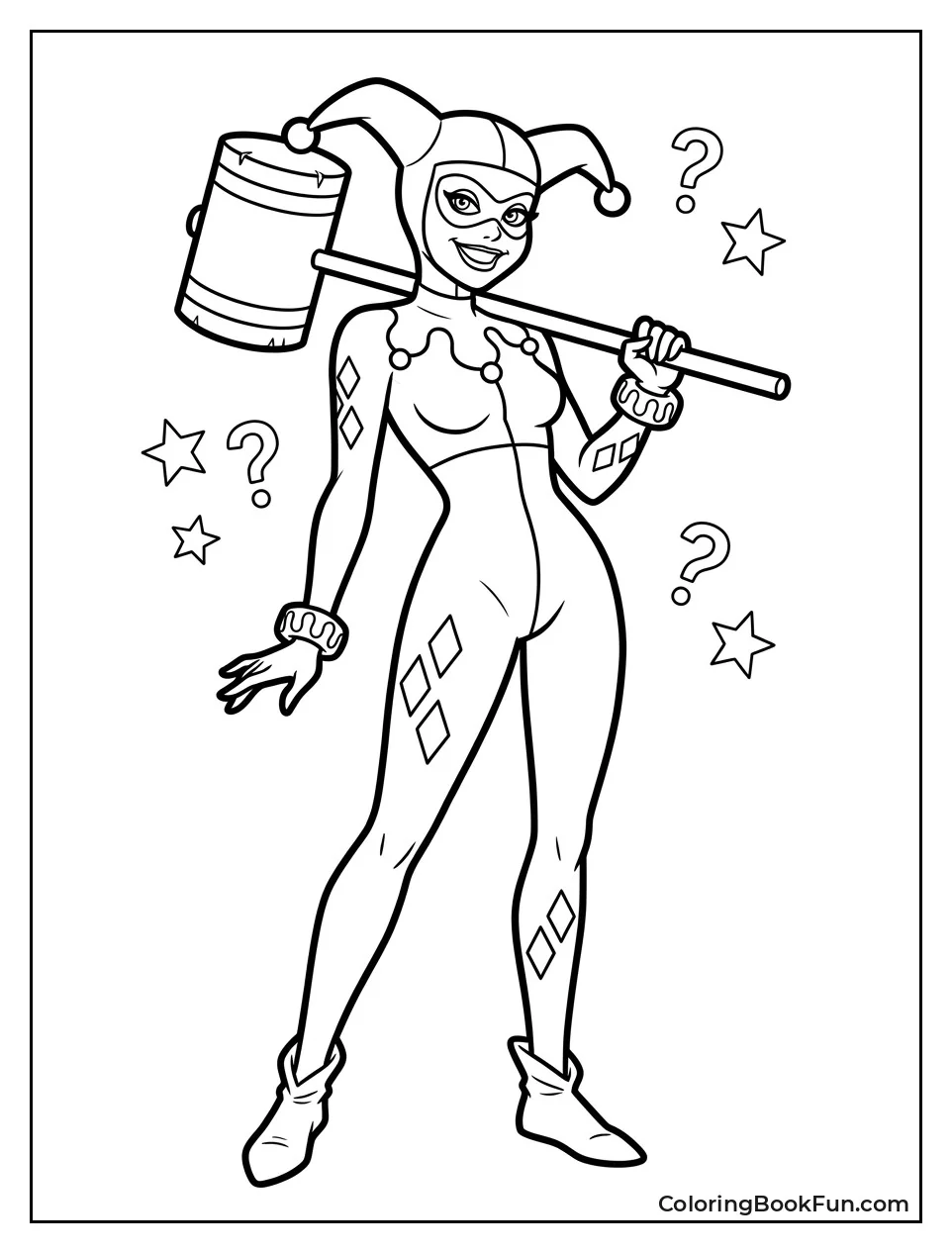 Harley in Colorful Clown Costume