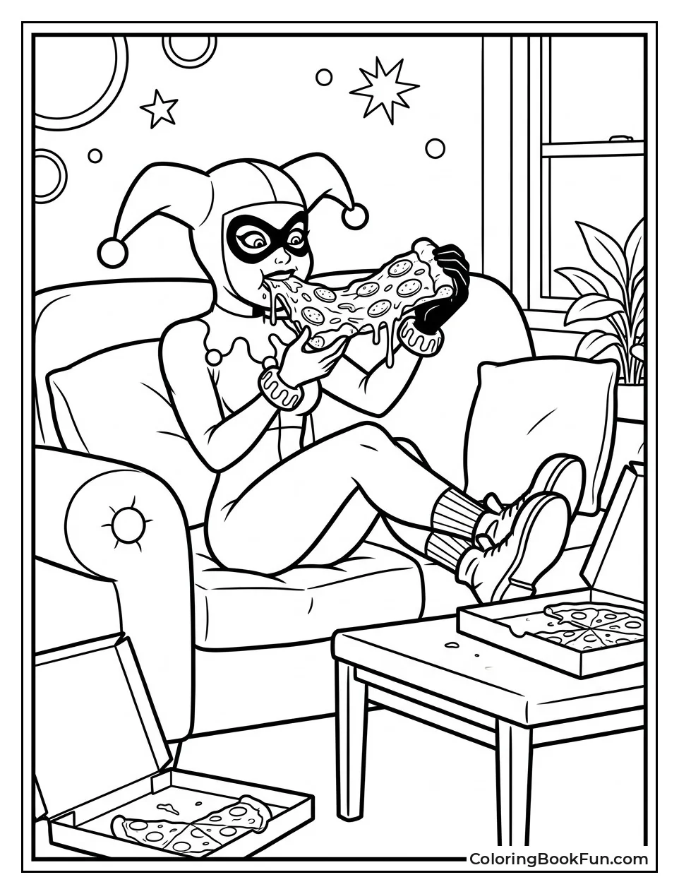 Harley Eating Pizza on the Couch