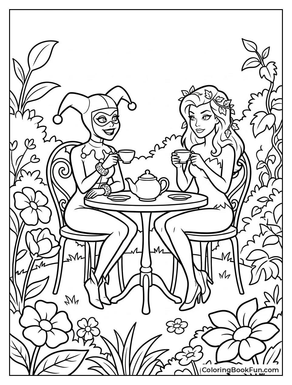 Harley Having Tea with Poison Ivy