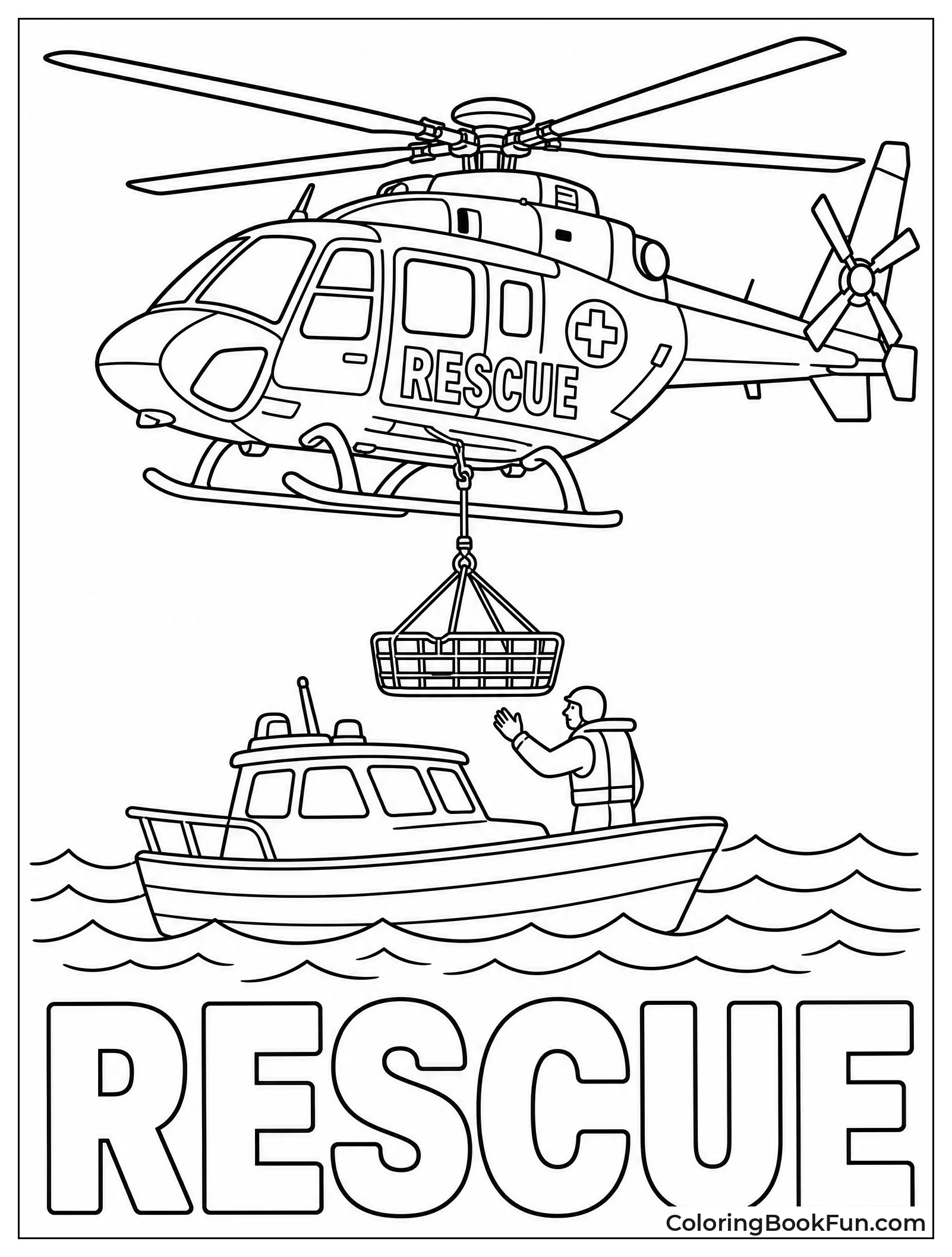 Coast Guard Lowers Rescue Basket
