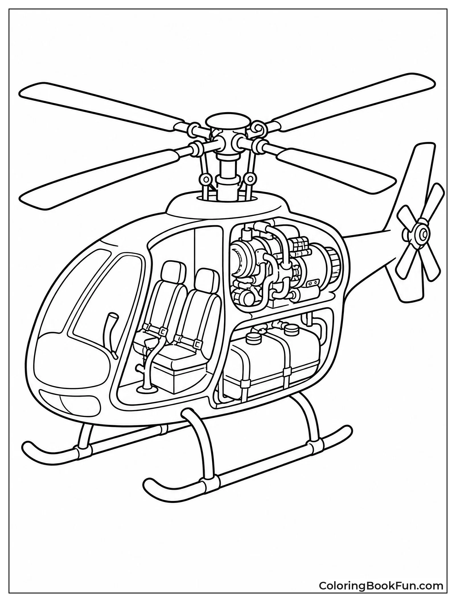Cutaway Shows Helicopter Inside Parts