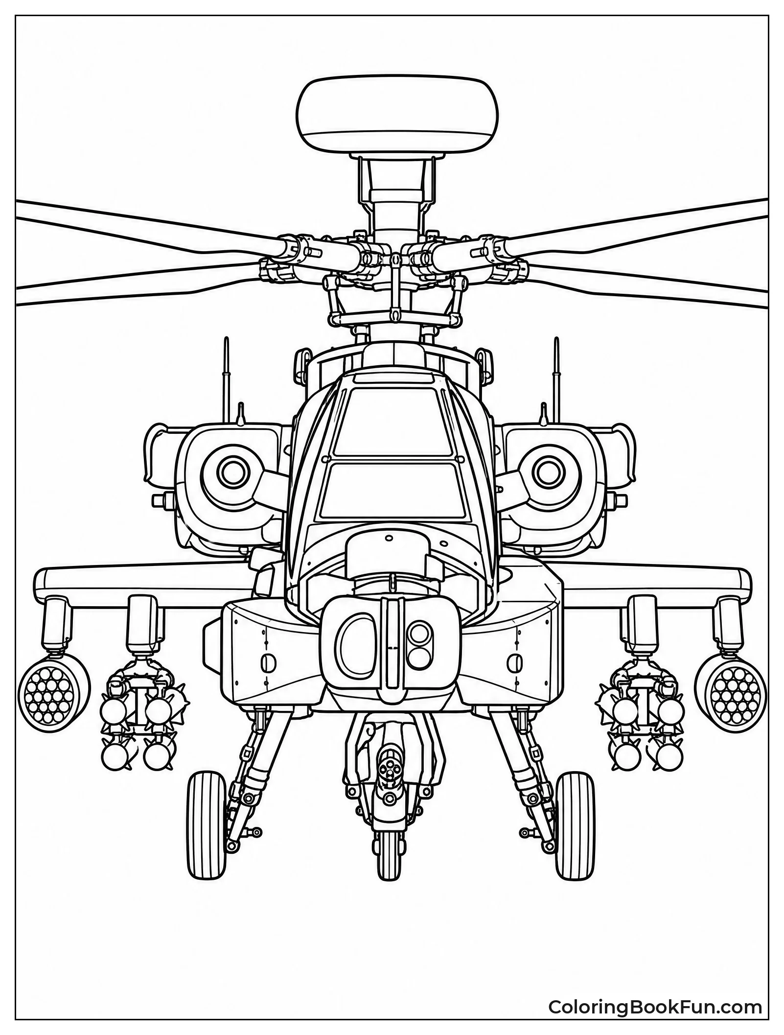Front View of Apache Helicopter
