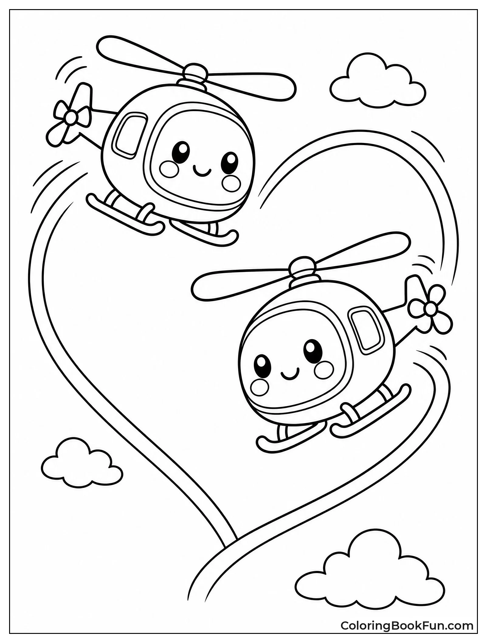 Cute Helicopters Fly in Heart