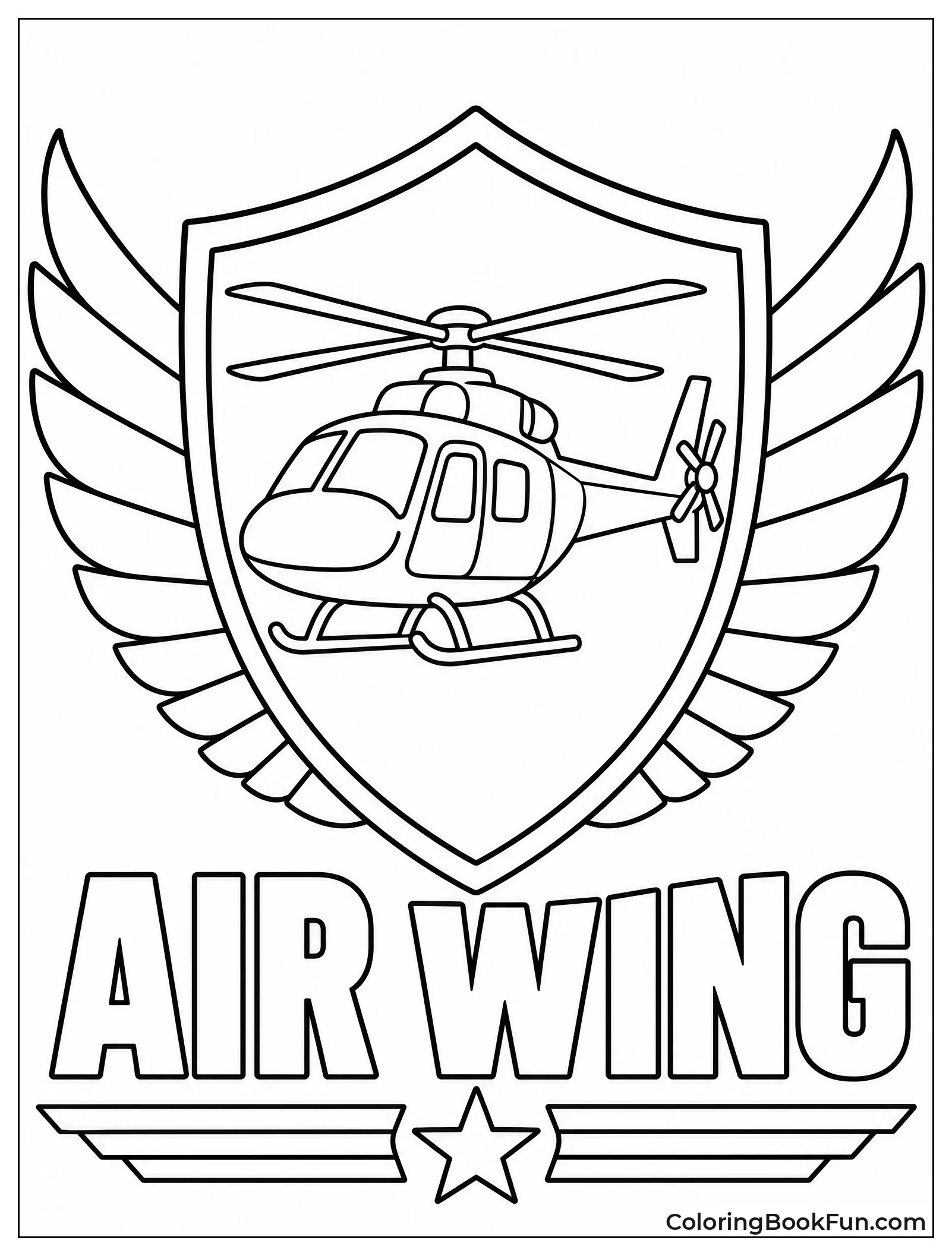 Shield Emblem with Helicopter Silhouette