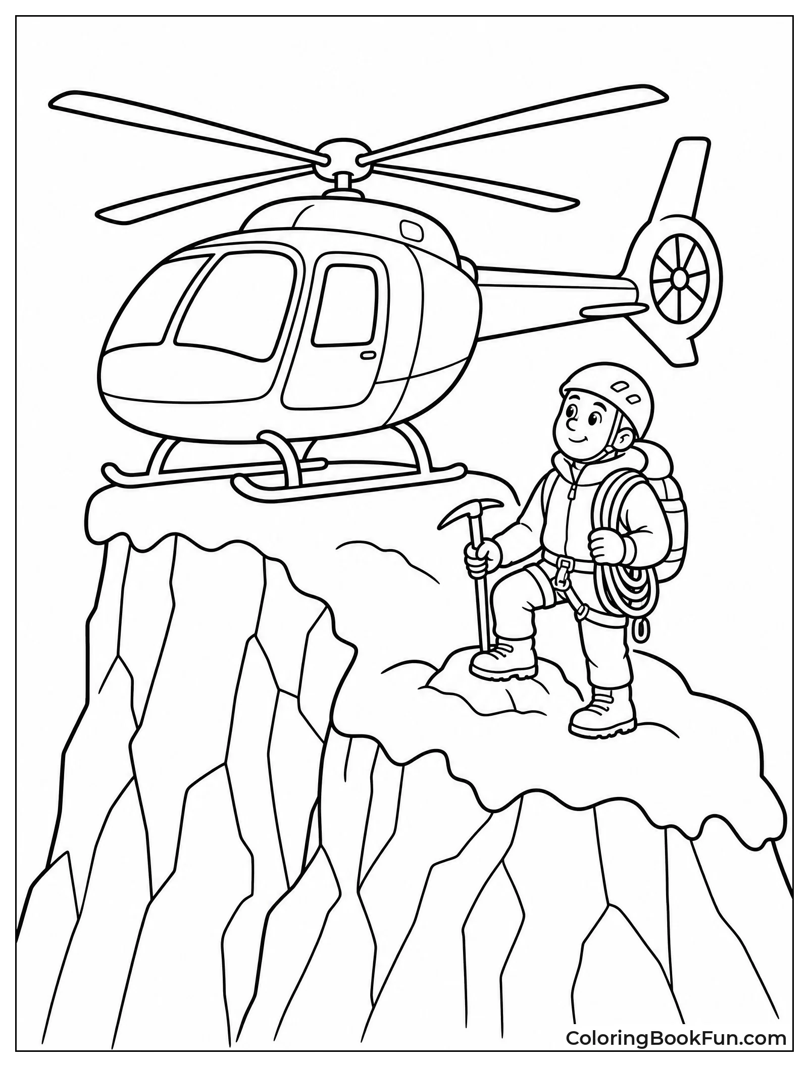 Helicopter Lands on Mountain Ledge