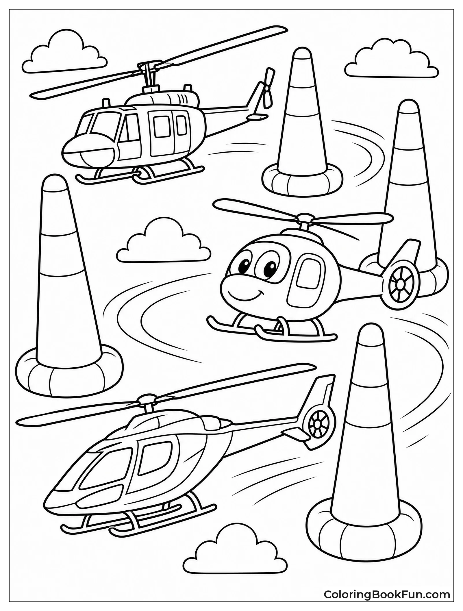 Helicopters Race Around Tall Pylons
