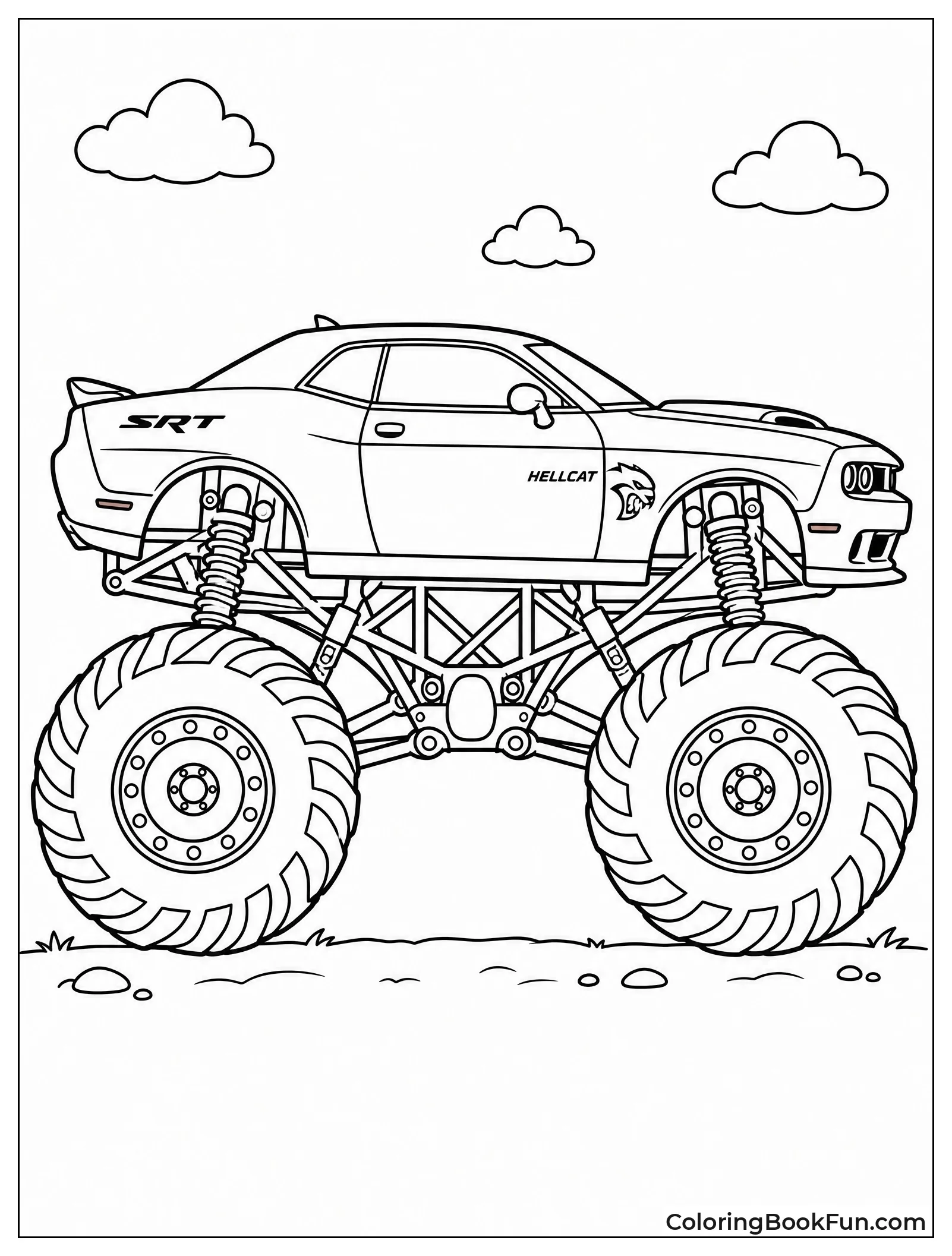 Hellcat on Monster Truck Wheels