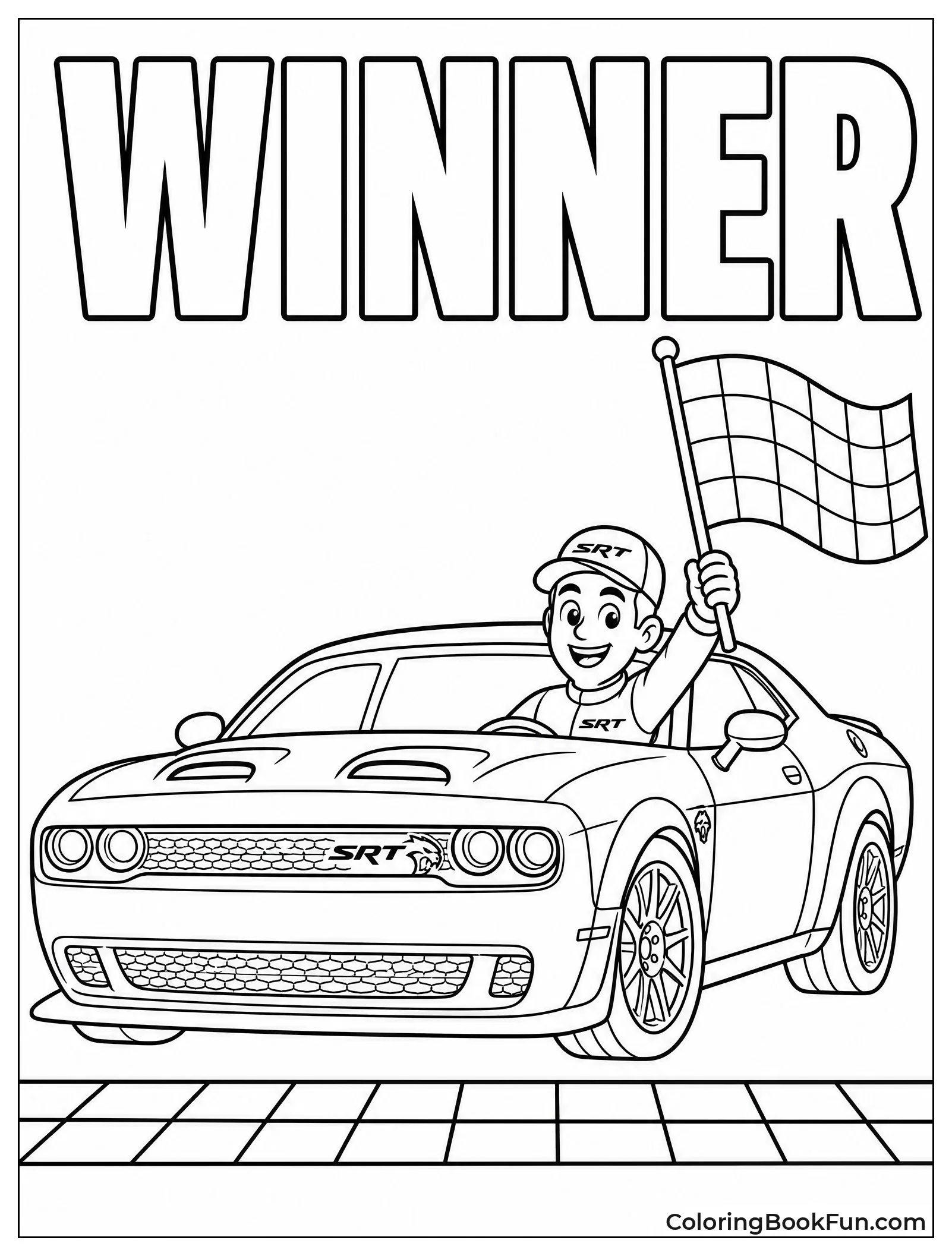 Driver Waving Checkered Flag