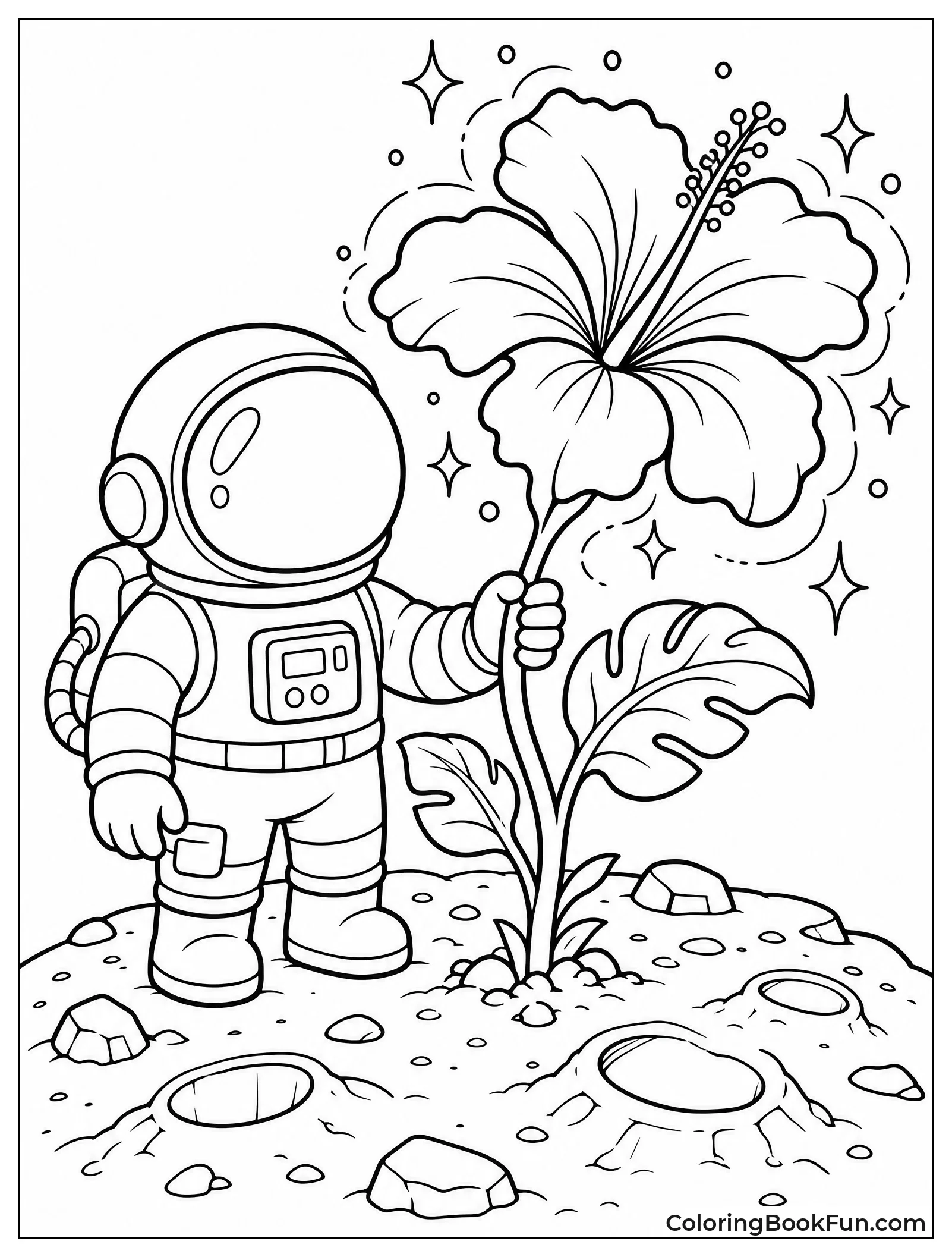 Astronaut Finds a Glowing Hibiscus