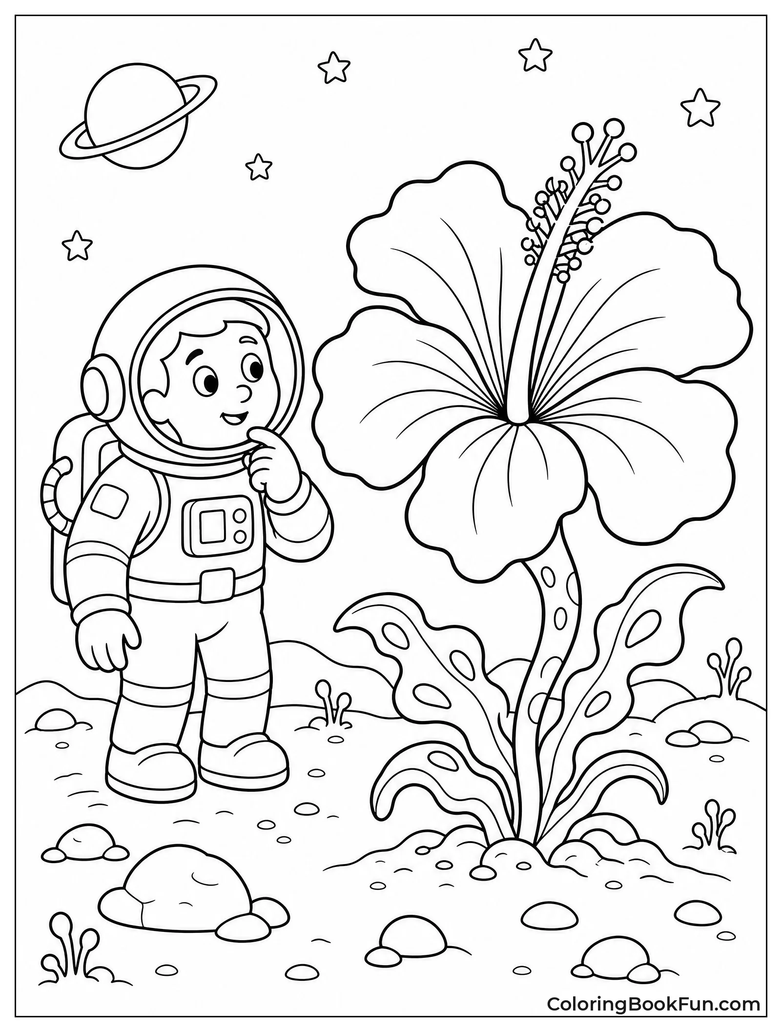 Astronaut Finding a Giant Hibiscus