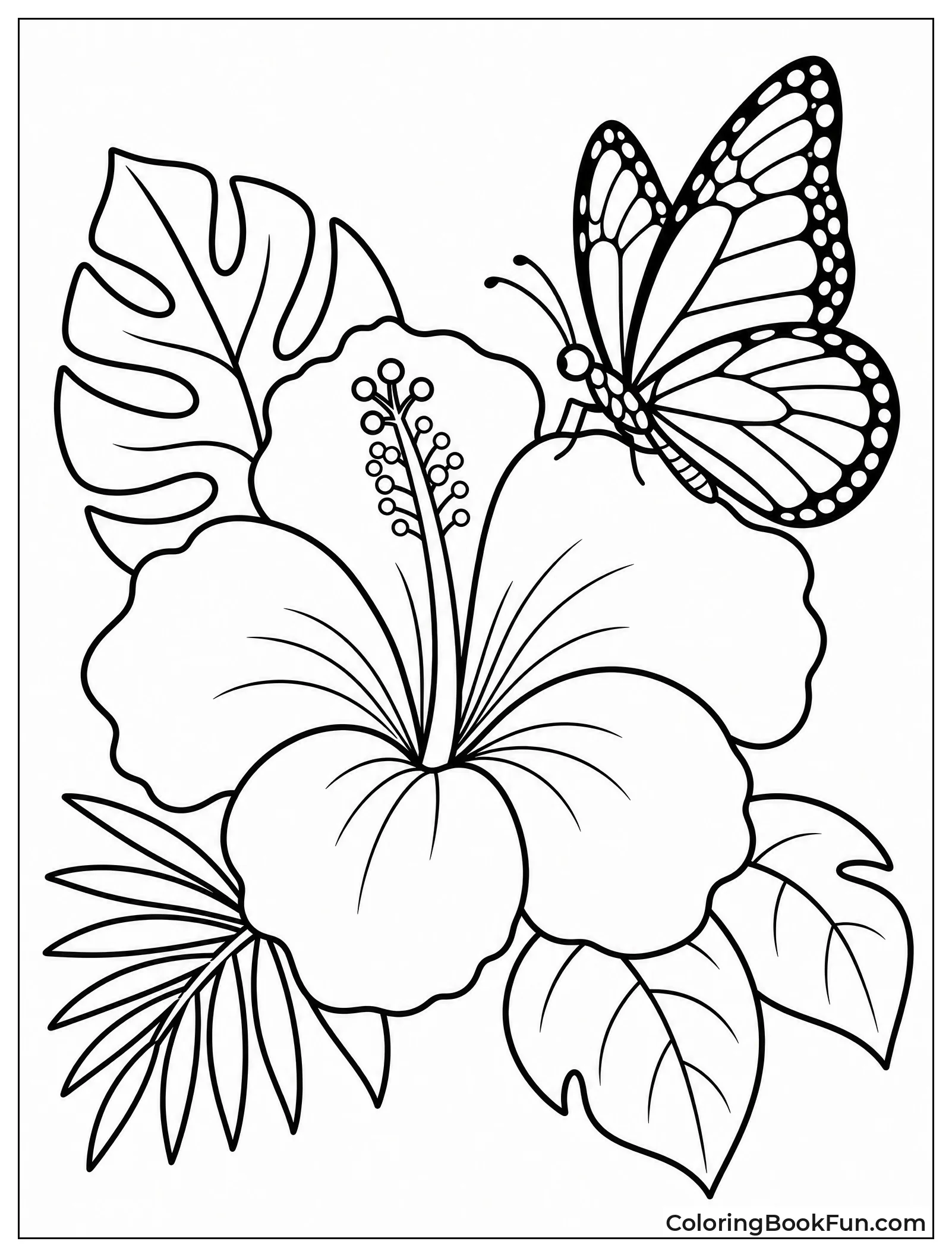 Butterfly Resting on Hibiscus Petal