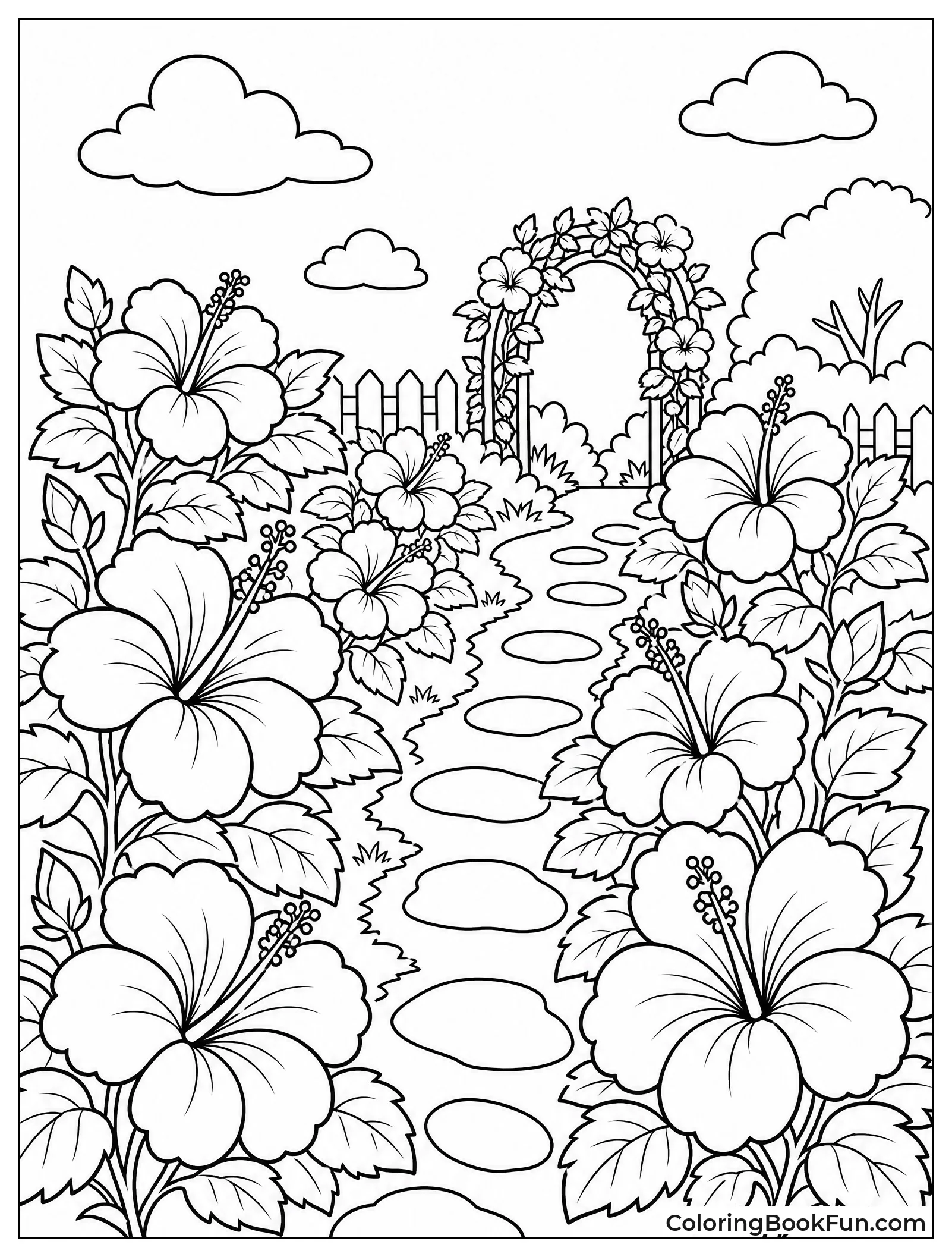 Path Through a Hibiscus Garden