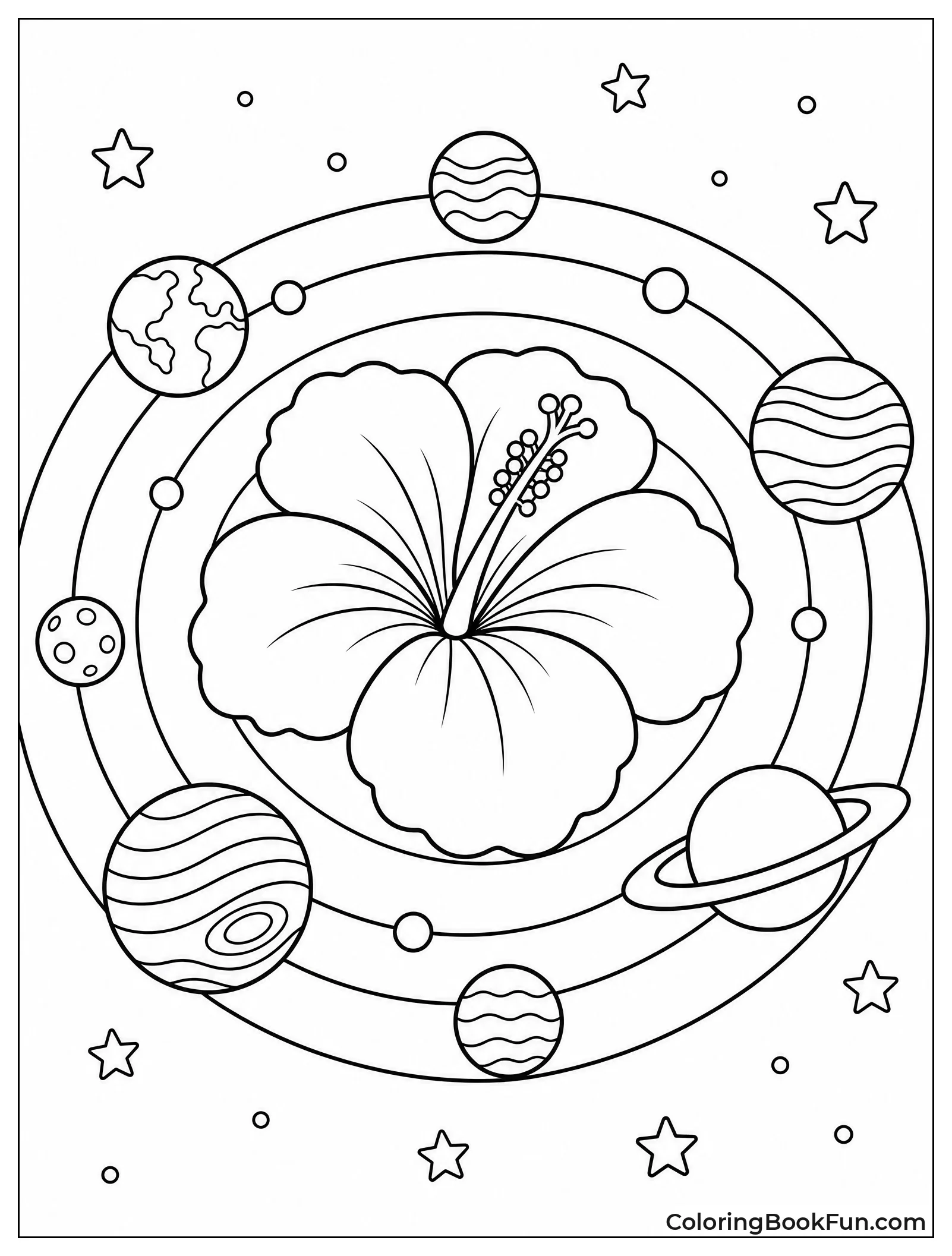 Solar System with Hibiscus Sun