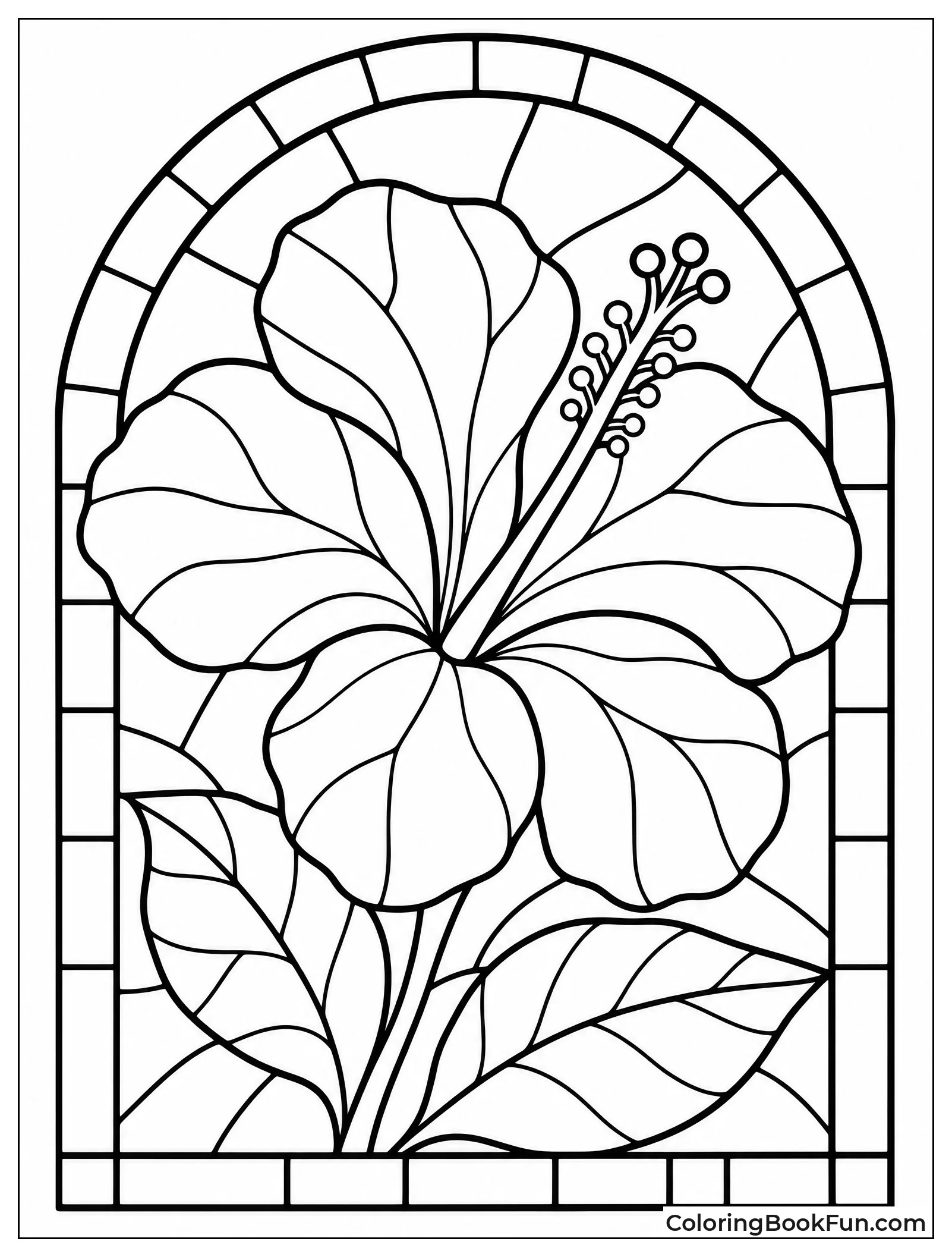 Stained Glass Style Hibiscus Flower