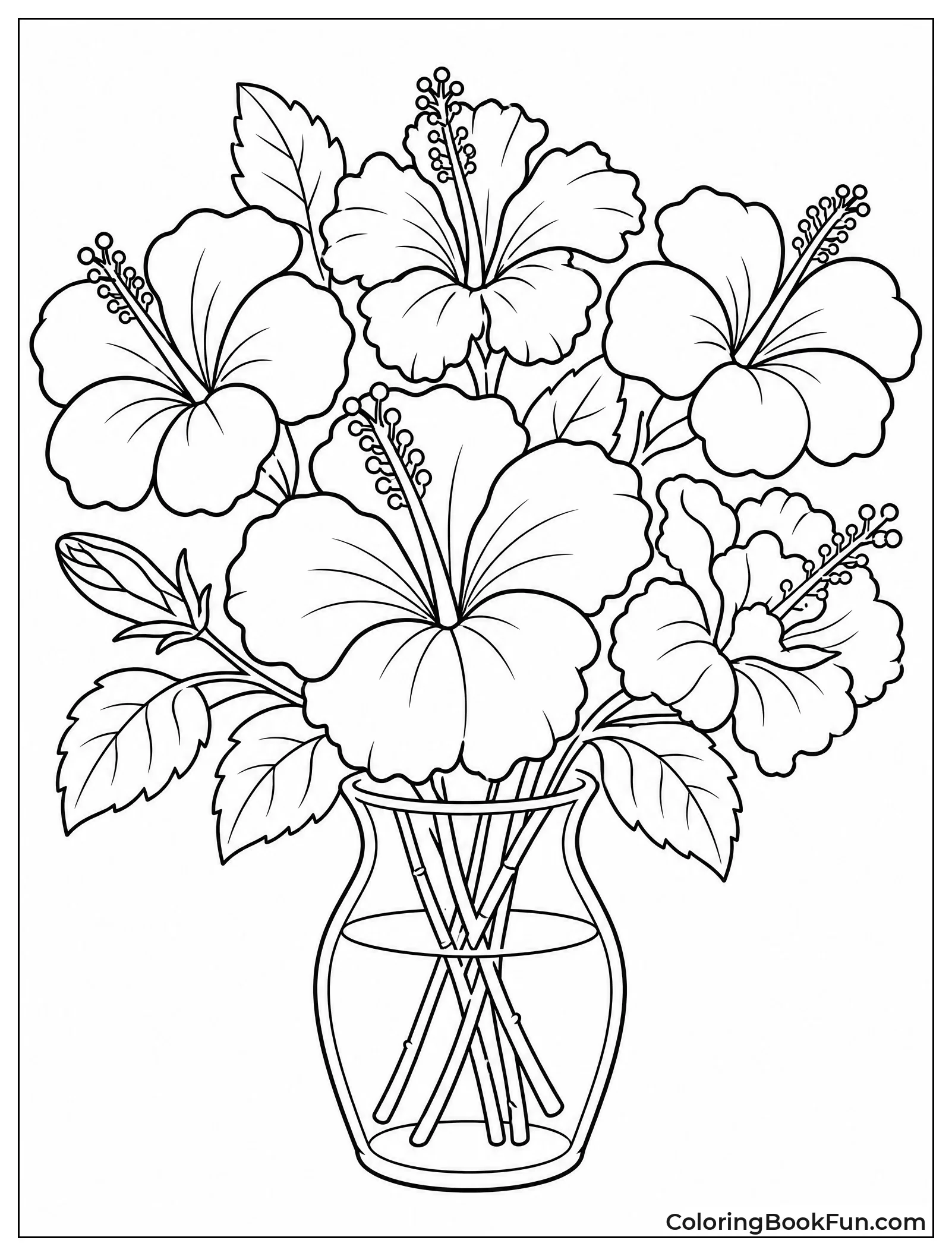 Hibiscus Flowers in a Glass Vase