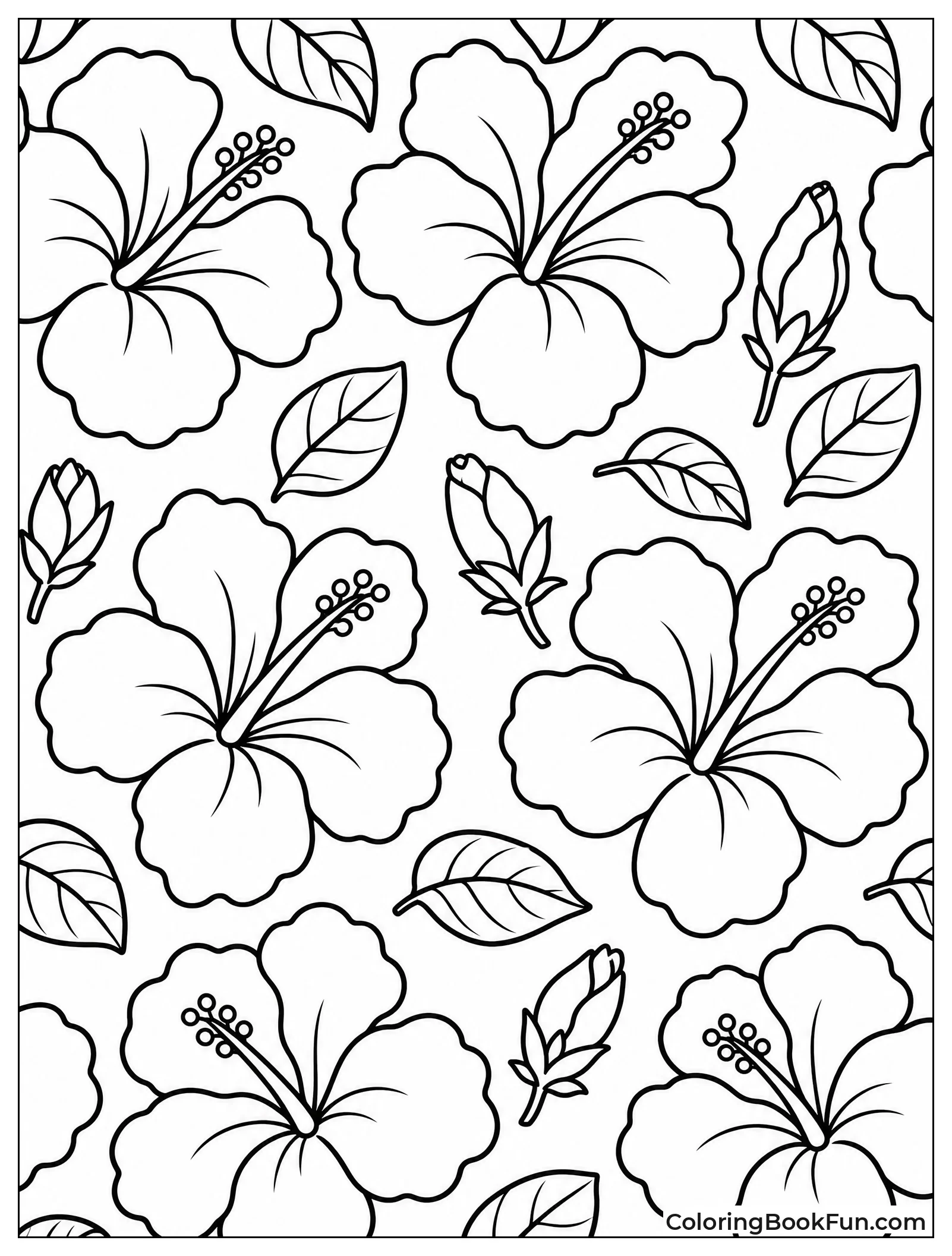 Repeating Hibiscus Pattern on Tiles