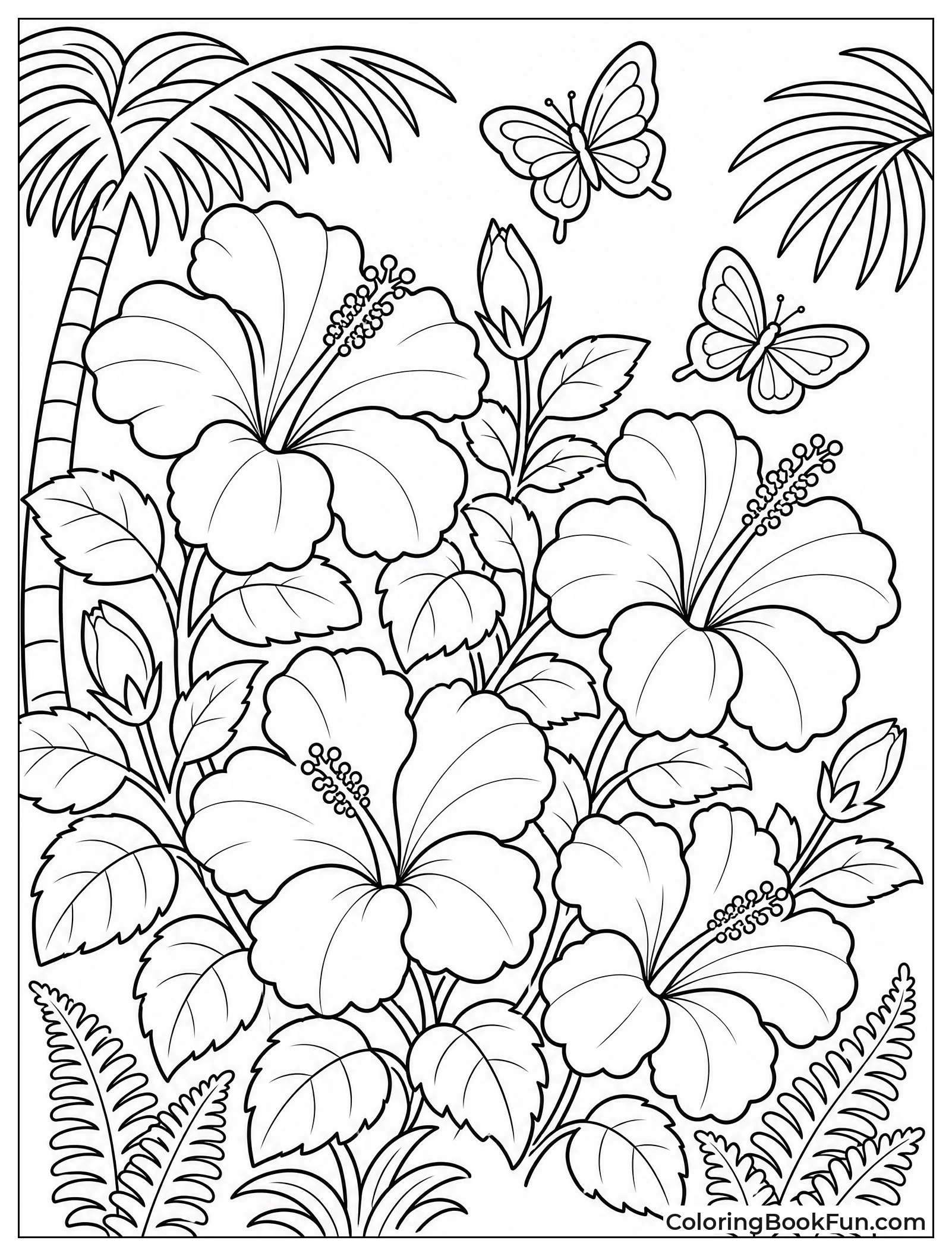 Hibiscus in a Tropical Garden