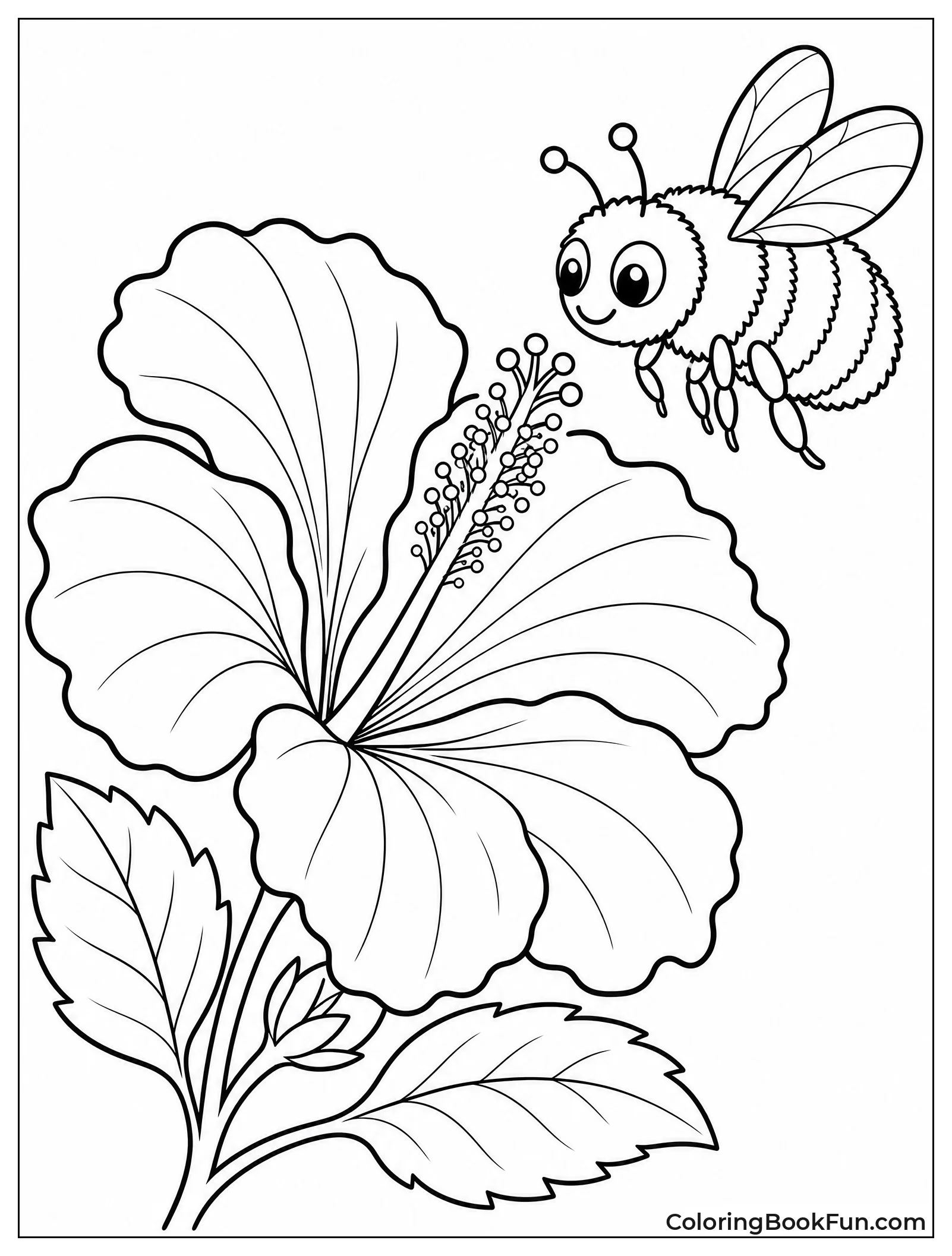 Bee Flying near Hibiscus Flower