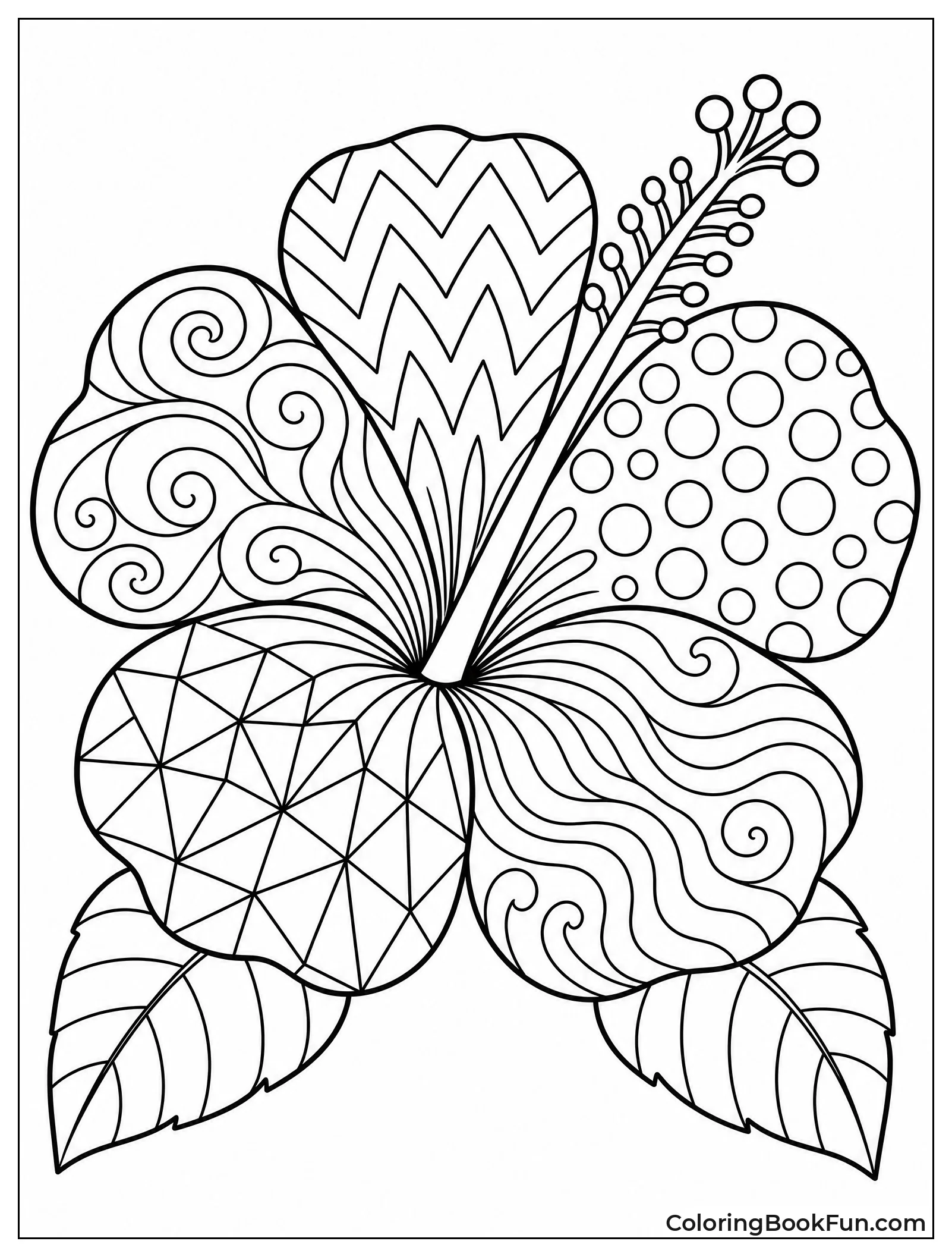 Zentangle Patterns on Hibiscus Petals