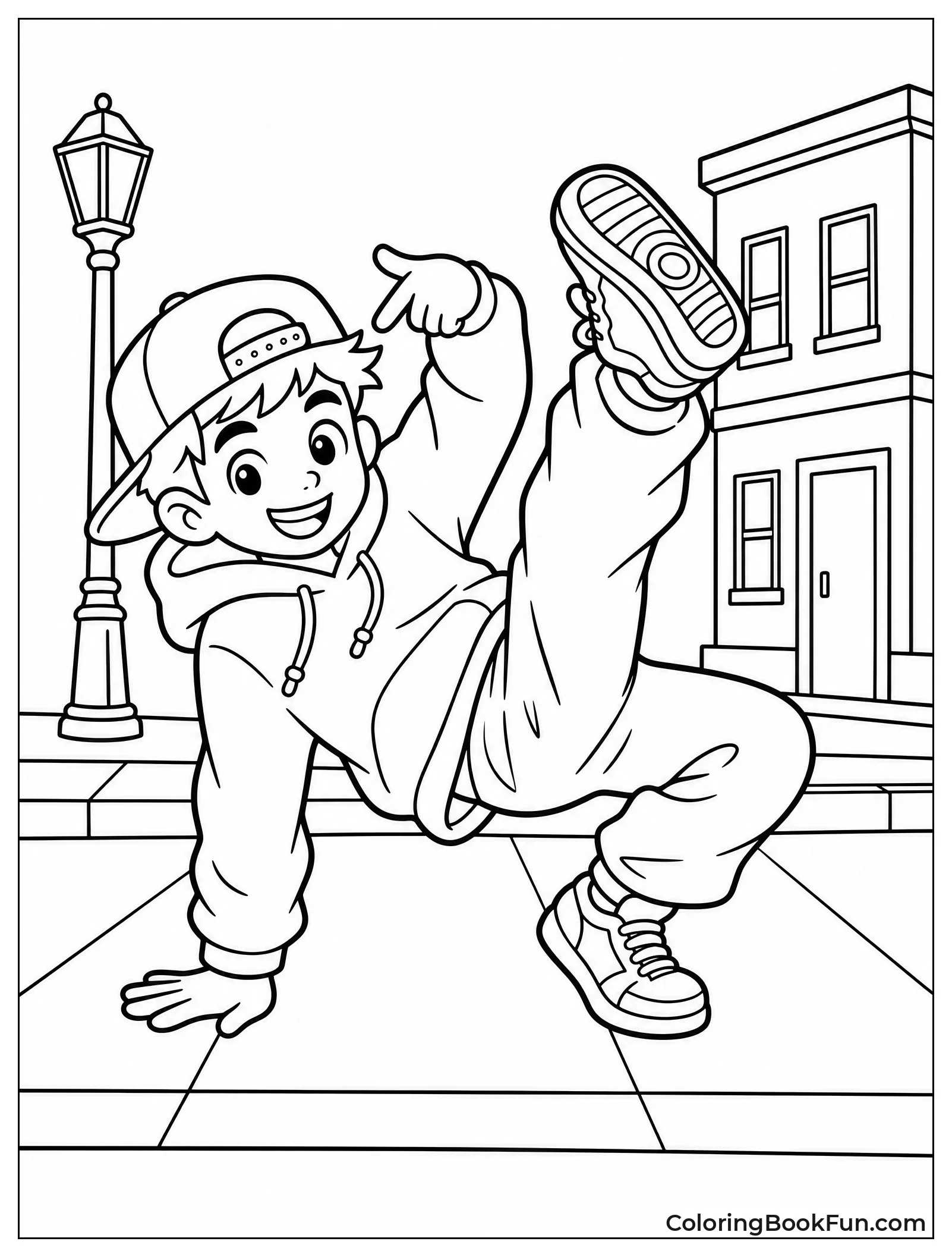 Boy Breakdancing in Oversized Hoodie