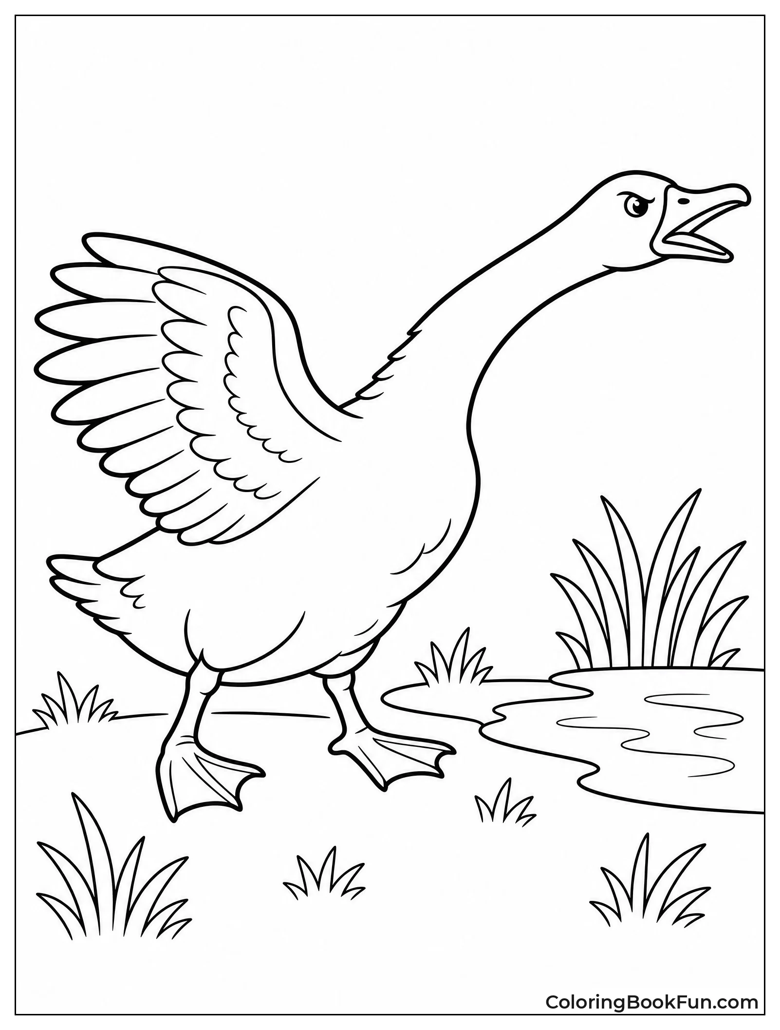 Goose Hissing to Guard Territory
