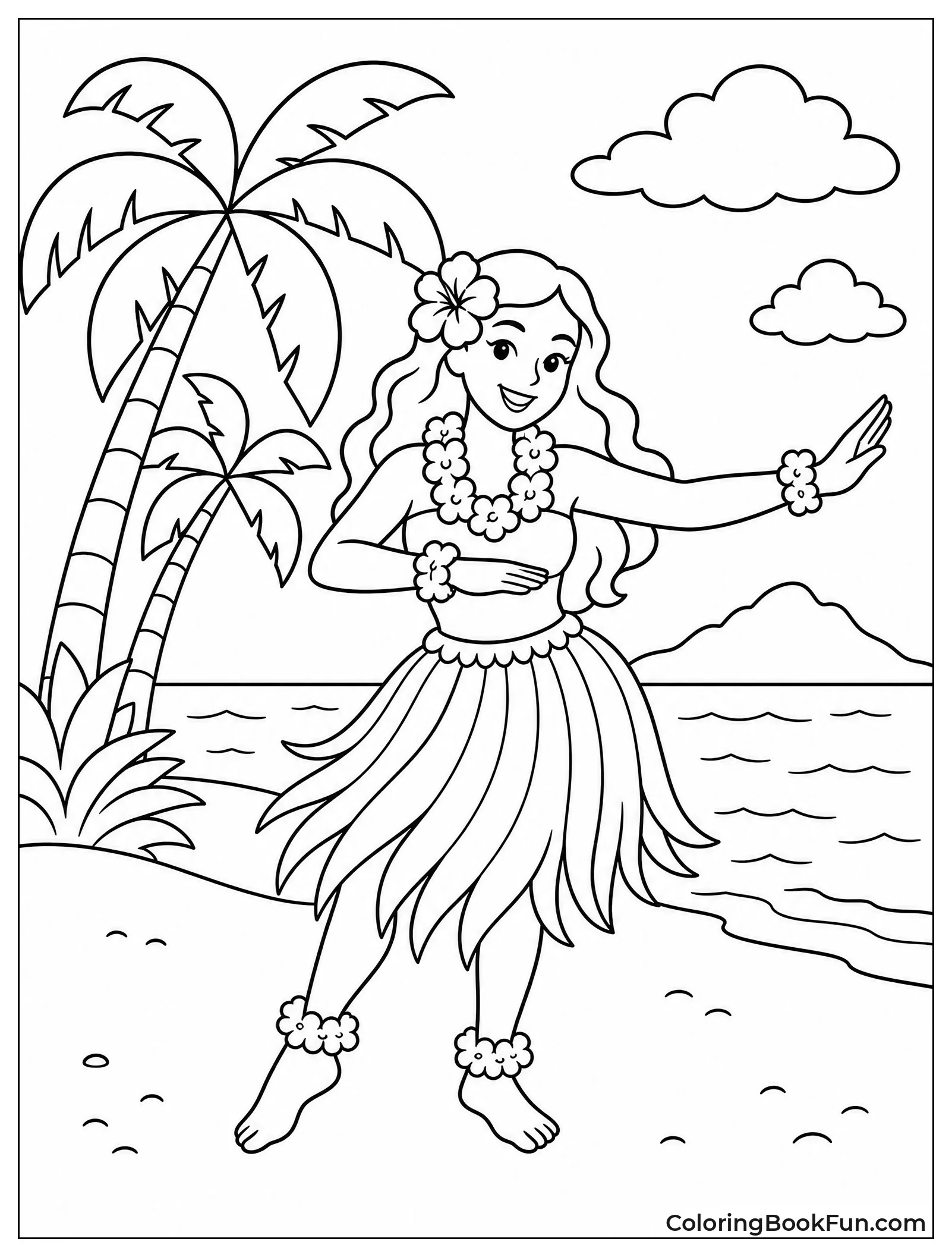 Hula Dancer on Tropical Beach