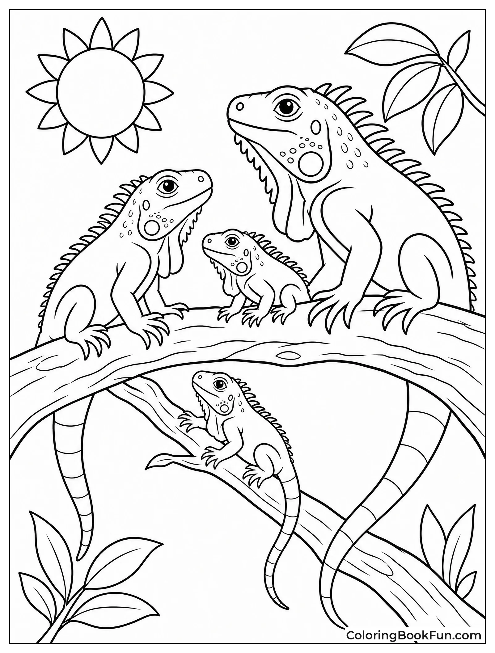 Group of Iguanas on Branch
