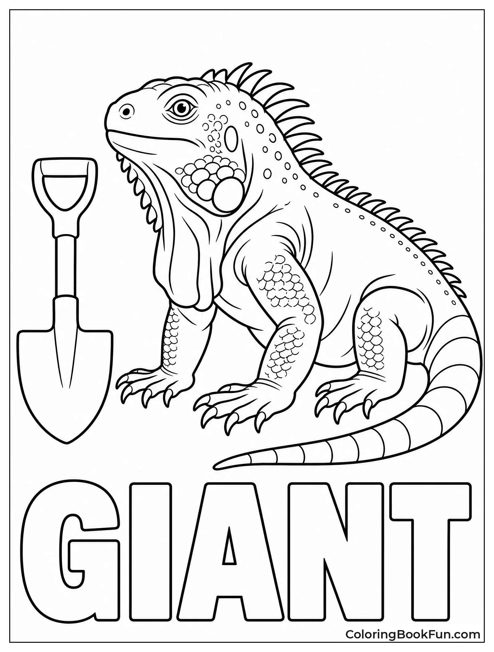 Iguana Stands Next to Shovel