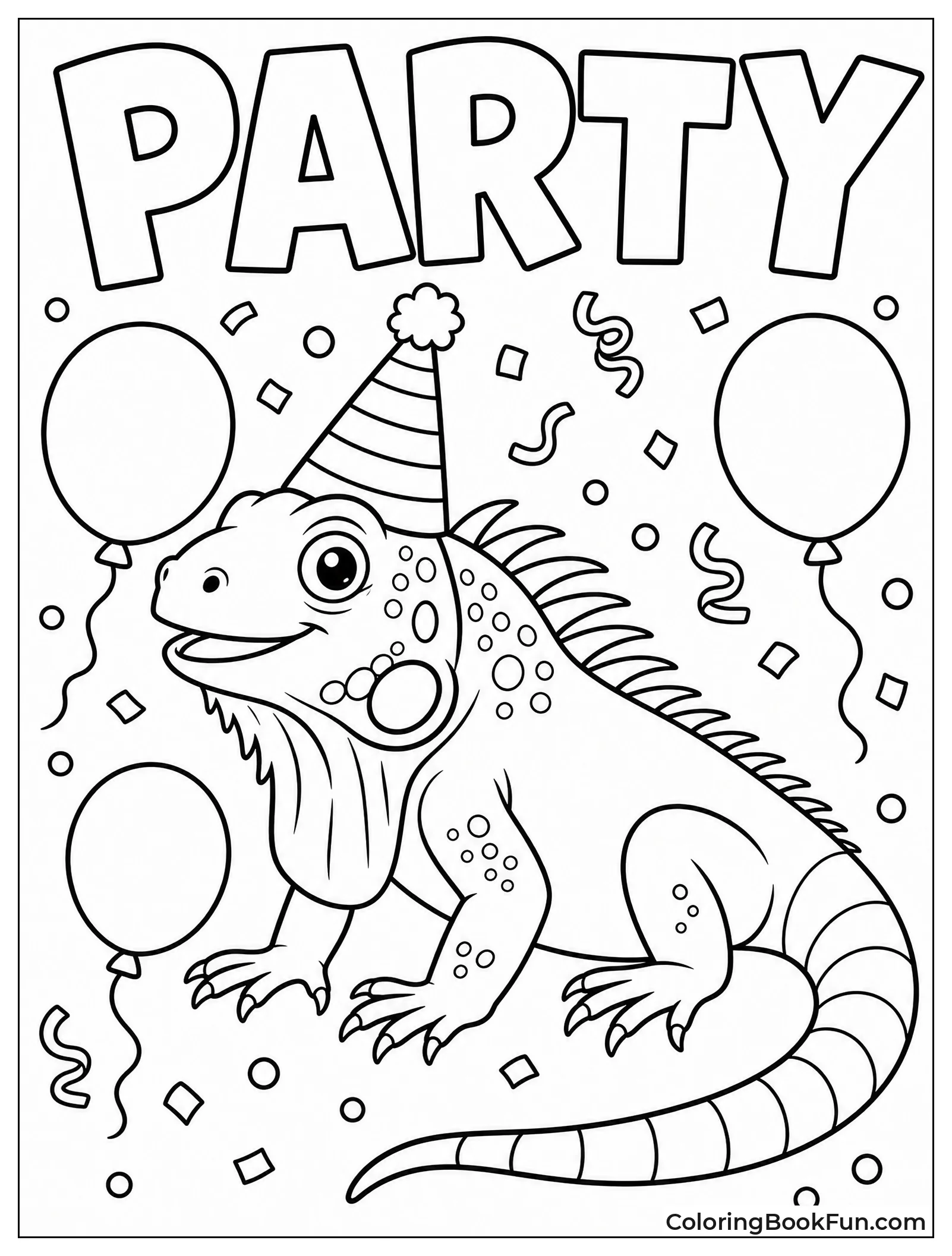 Iguana Wears a Party Hat