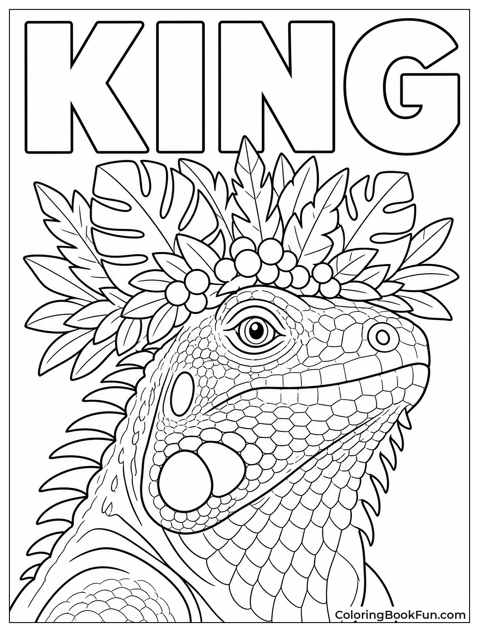 Iguana Wears a Leaf Crown