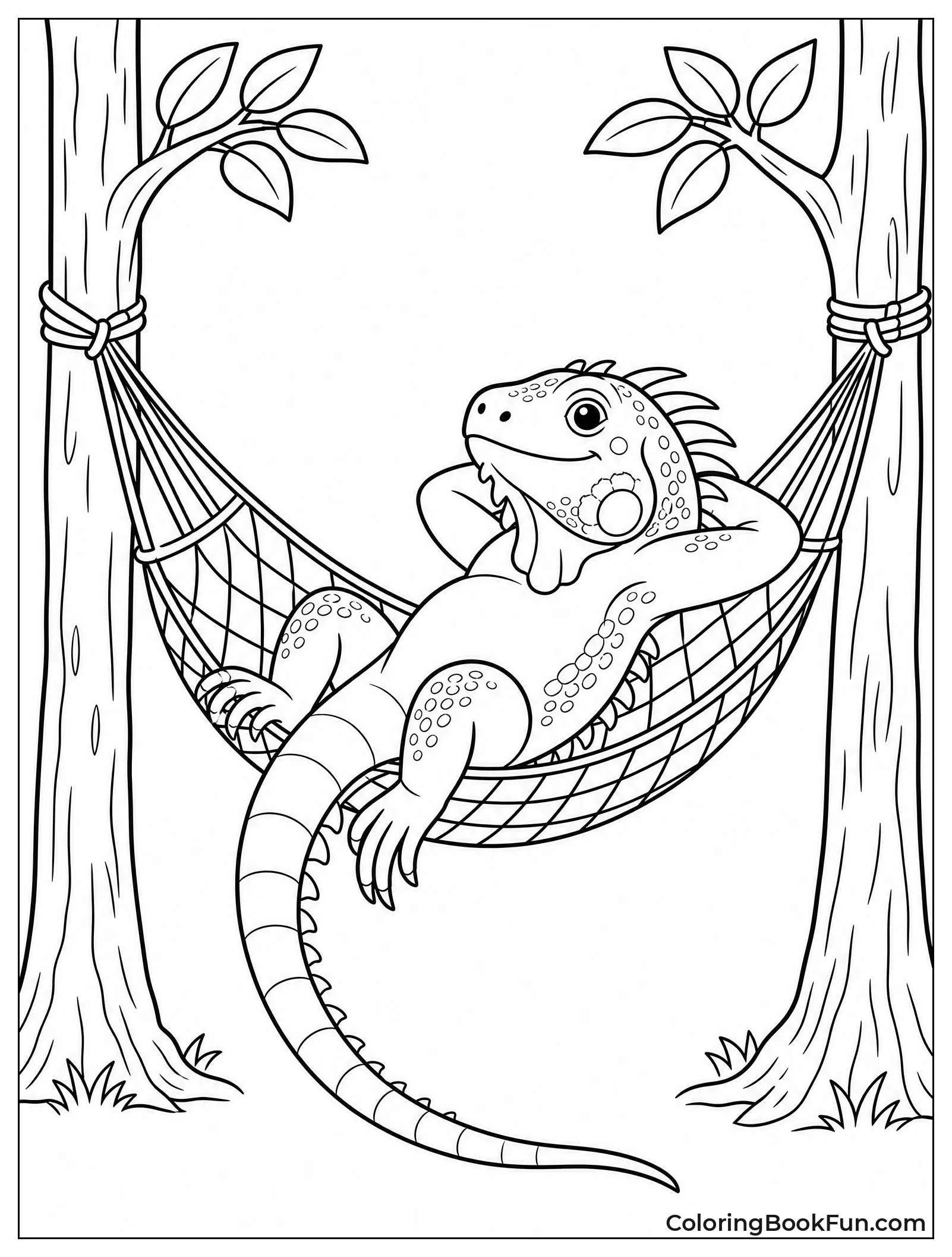 Iguana Rests in a Hammock