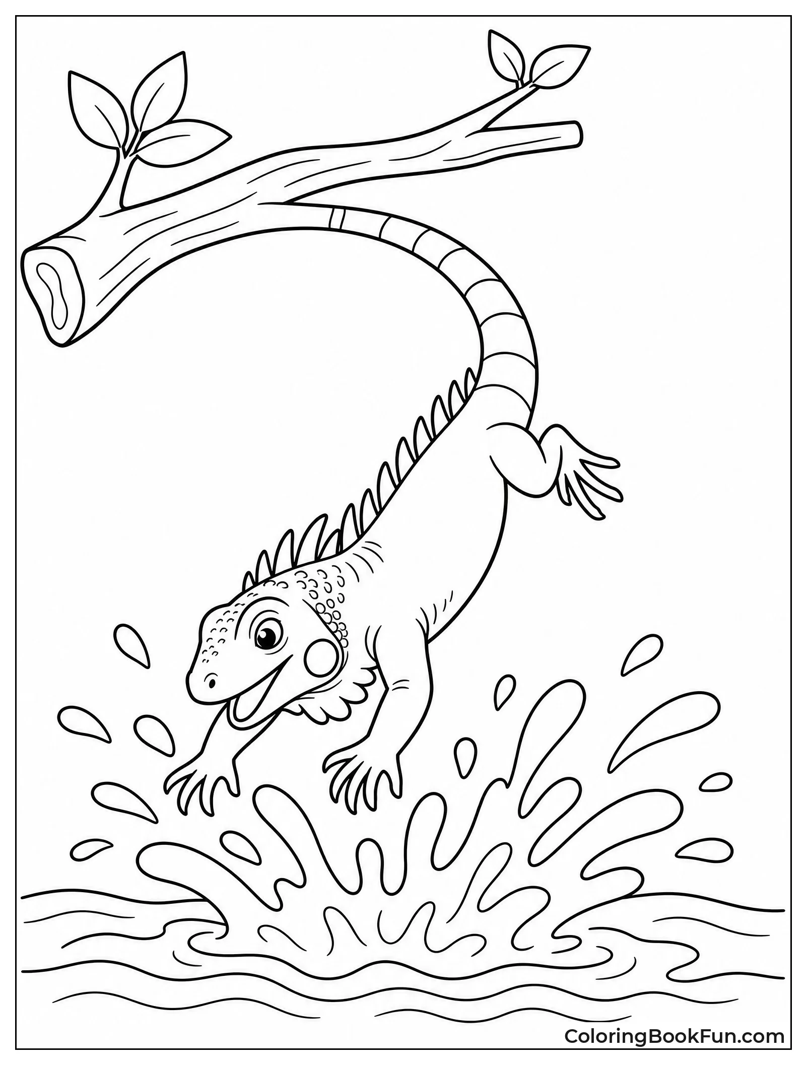 Iguana Jumps into the River