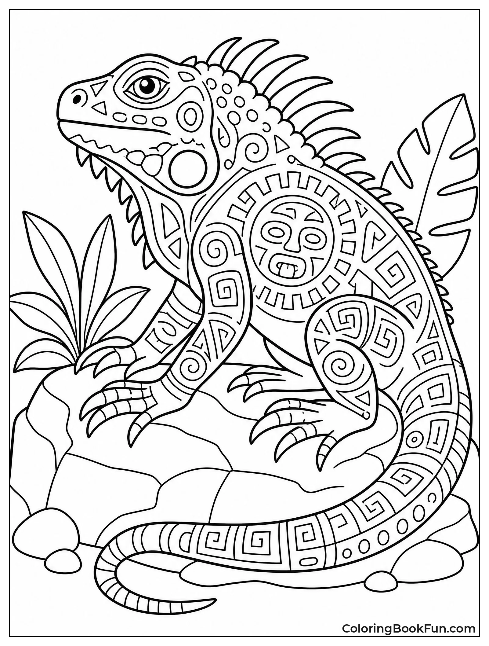 Tribal Iguana with Bold Designs