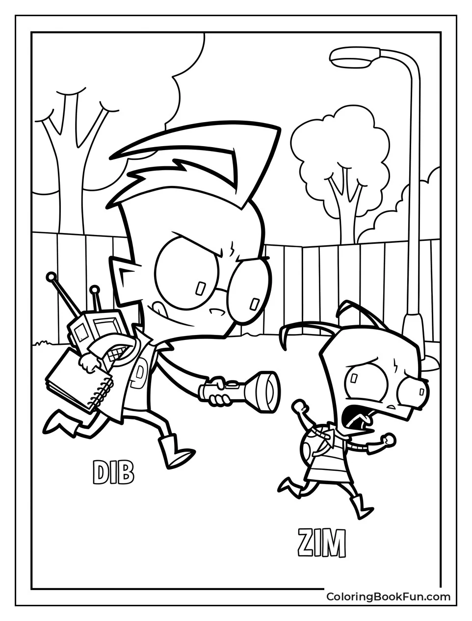 Dib Chasing Alien with Flashlight