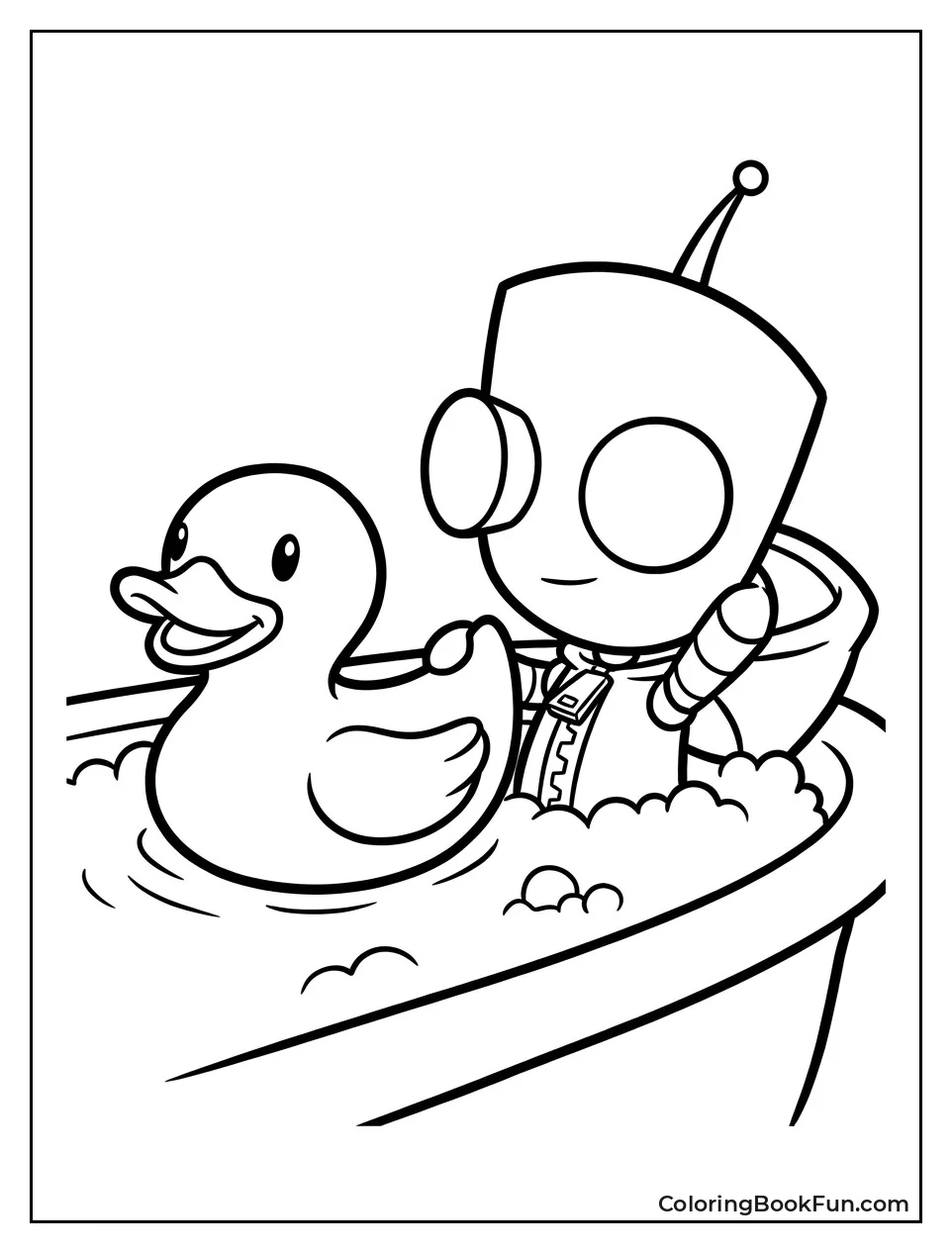 Gir Bathing with Rubber Ducky