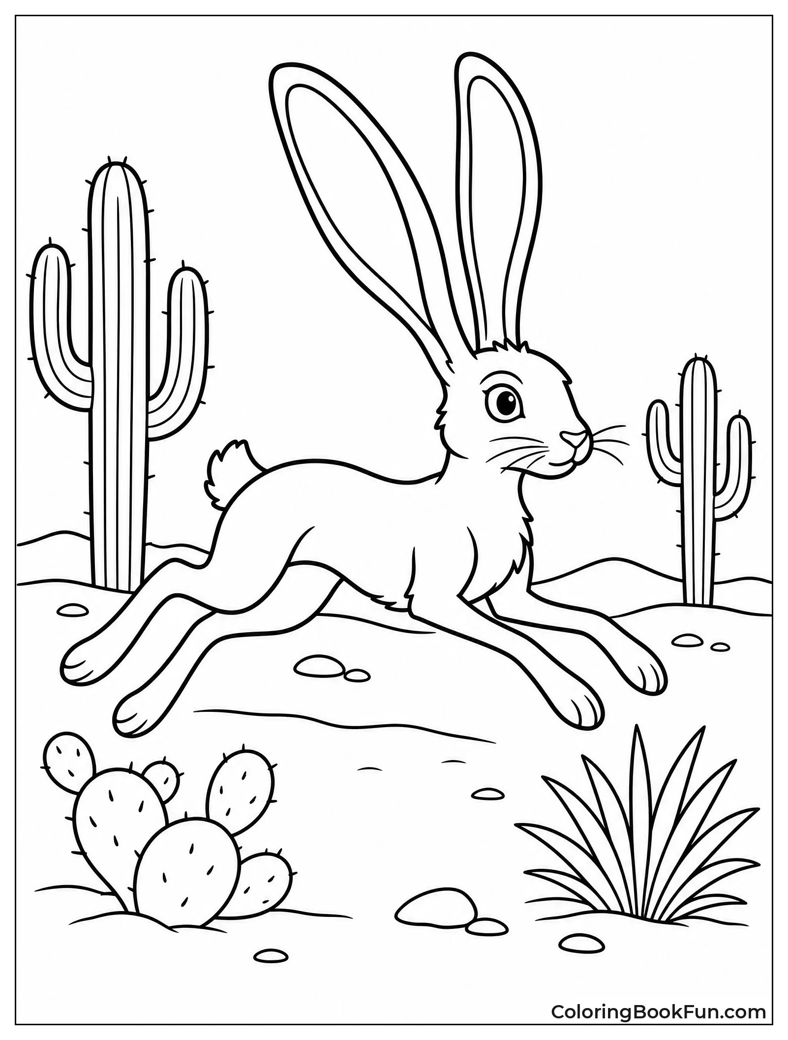 Jackrabbit Running in Desert