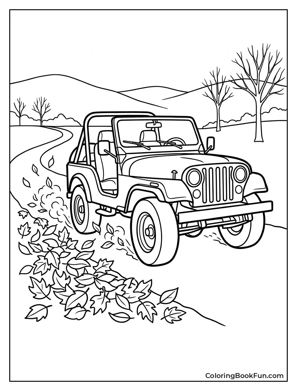 Jeep Kicks Up Autumn Leaves
